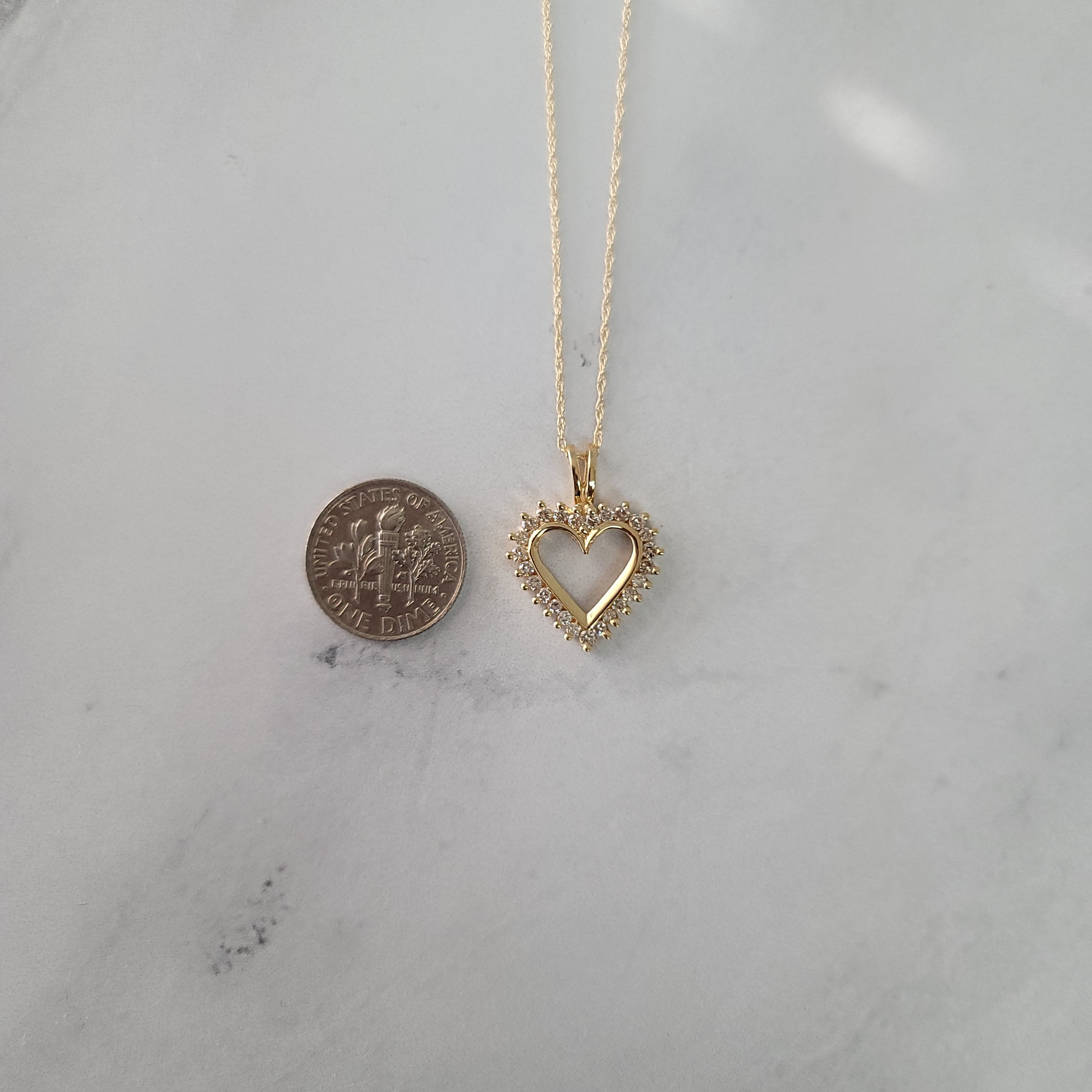 0.50 Carat Diamond Heart Pendant Necklace - 14K Yellow Gold Cutout Design for Women - Perfect for Valentine's Day, Anniversary & Romantic Gifts
