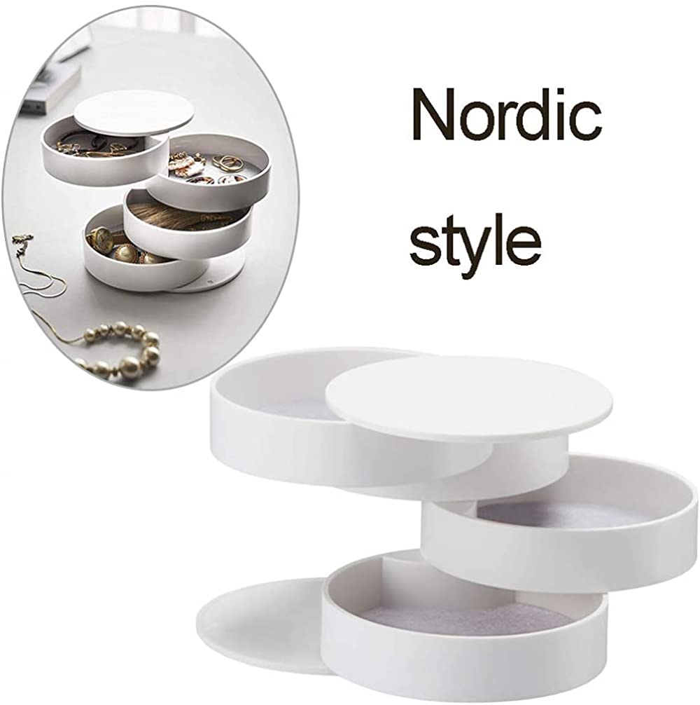 360° Rotating Jewelry Organizer Box - 4 Layer Jewelry Storage Case for Necklaces, Rings, Bracelets & Earrings | Portable Jewelry Display & Travel Organizer | Perfect for Bedroom Vanity, Closet Organization & Gift Giving