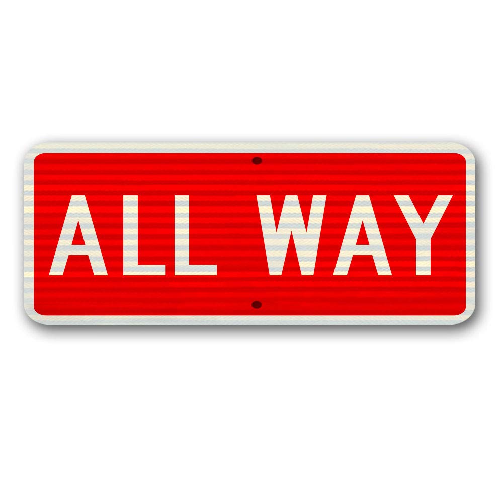 All Way Stop Sign 18x6 Inches - Durable Traffic Control Sign for Intersections, Parking Lots & Road Safety