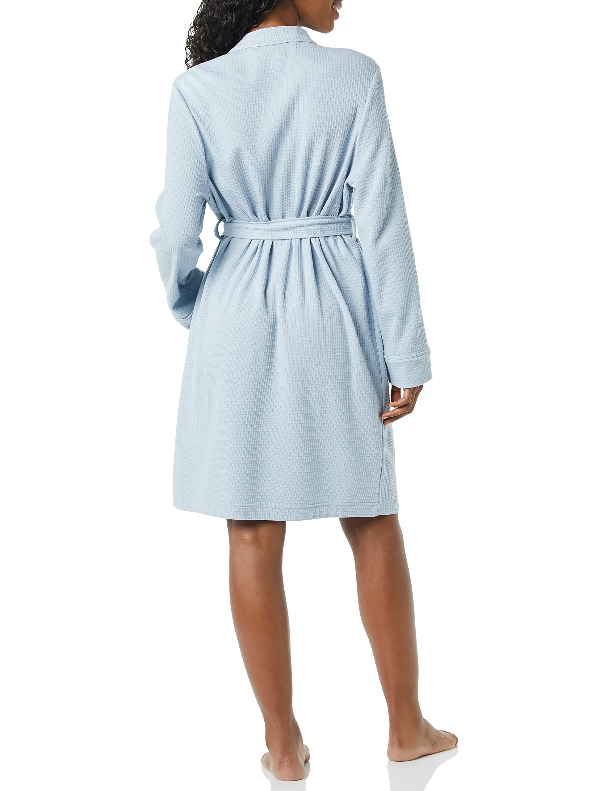 Amazon Essentials Women's Lightweight Waffle Mid-Length Robe - Soft & Breathable Bathrobe for Spa, Lounge & Post-Shower - Plus Size Options Available