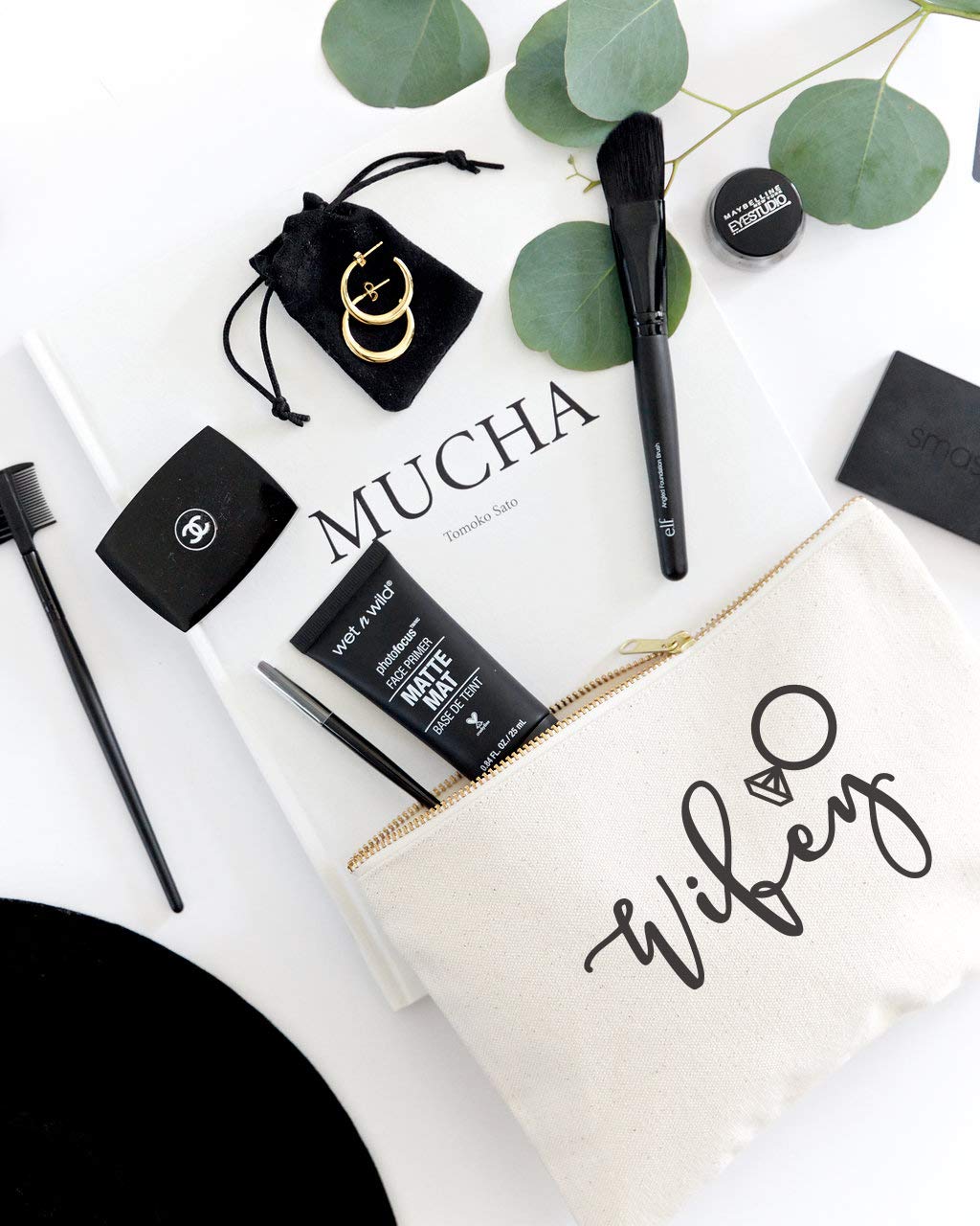 The Cotton & Canvas Co. Wedding Cosmetic Bag for Bride - Elegant Bridal Party Gift & Travel Makeup Pouch | Perfect for Honeymoon, Bachelorette Trips & Bridal Showers