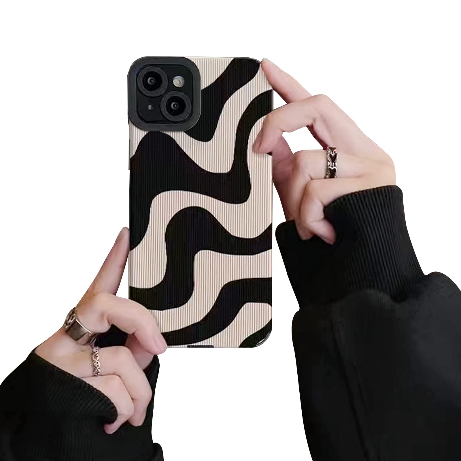 Ownest Fashion Zebra Stripes Soft Silicone Case for iPhone 15 Plus - Cute Protective Phone Cover for Women & Girls | Perfect for Everyday Use, Work & Travel