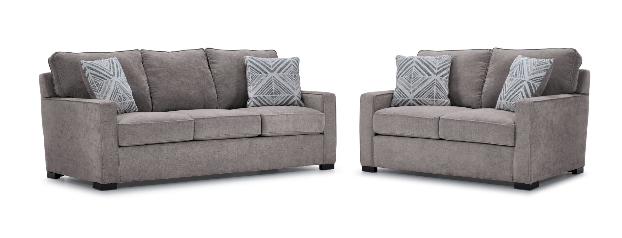 Charlotte Sofa and Loveseat Set in Smoke Gray - Modern Living Room Furniture for Small Spaces | Perfect for Apartments, Condos and Cozy Home Decor