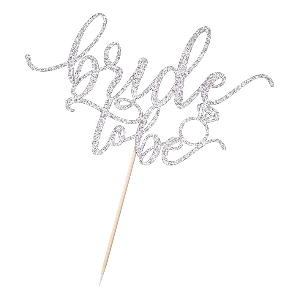 Elegant Glitter Bride-to-Be Cake Topper - Silver Wedding Cake Decoration for Bridal Showers, Bachelorette Parties & Wedding Celebrations | Perfect for Anniversary Cakes and Romantic Dessert Displays