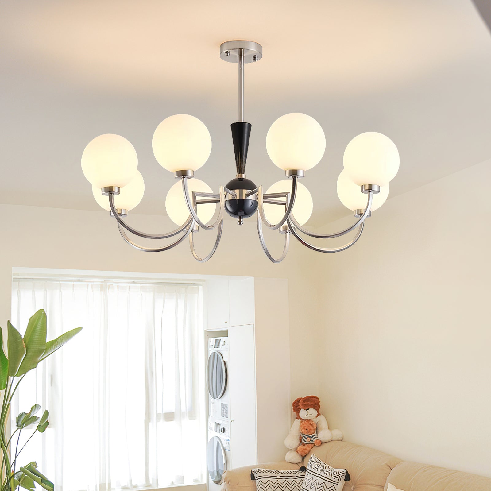Alana Globe Chandelier - Modern Crystal Glass Ceiling Light Fixture for Dining Room, Bedroom & Living Room | Elegant Home Decor Lighting for Wedding, Restaurant & Office