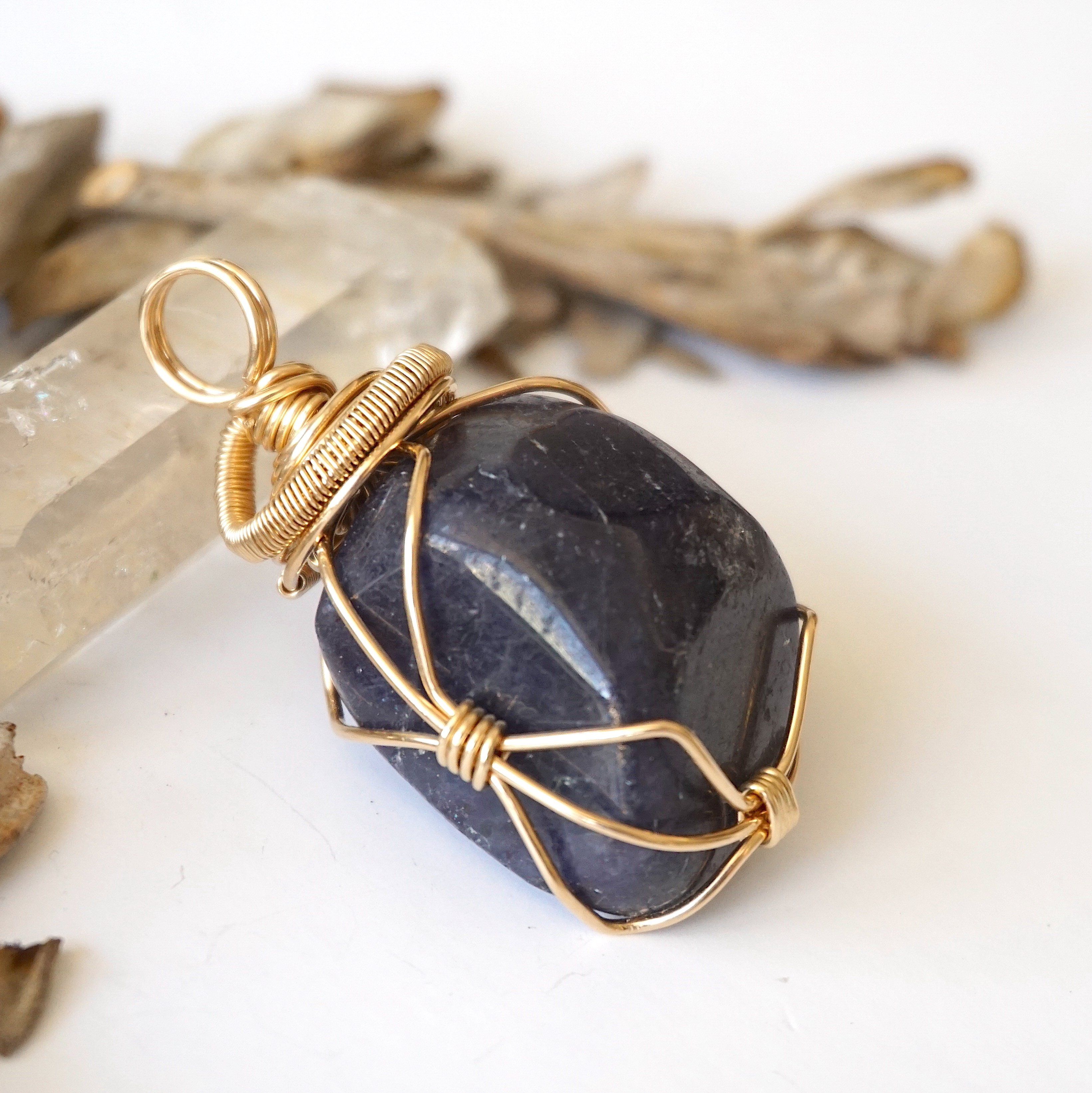 14K Gold Filled Raw Sapphire Crystal Necklace - Elegant Bohemian Jewelry for Women, Perfect for Weddings, Parties & Everyday Wear