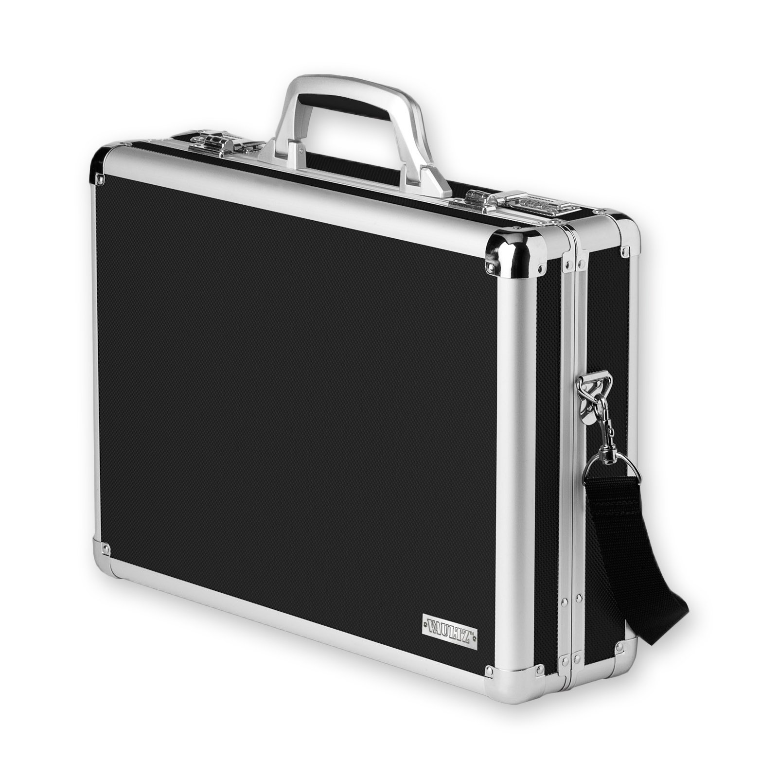 Vaultz 18 x 14.25 x 5 Inch Secure Combination Lock Laptop Briefcase with Adjustable Strap - Durable Hard Case for Men & Women - Black - Perfect for Business Travel, Office Work & Document Storage