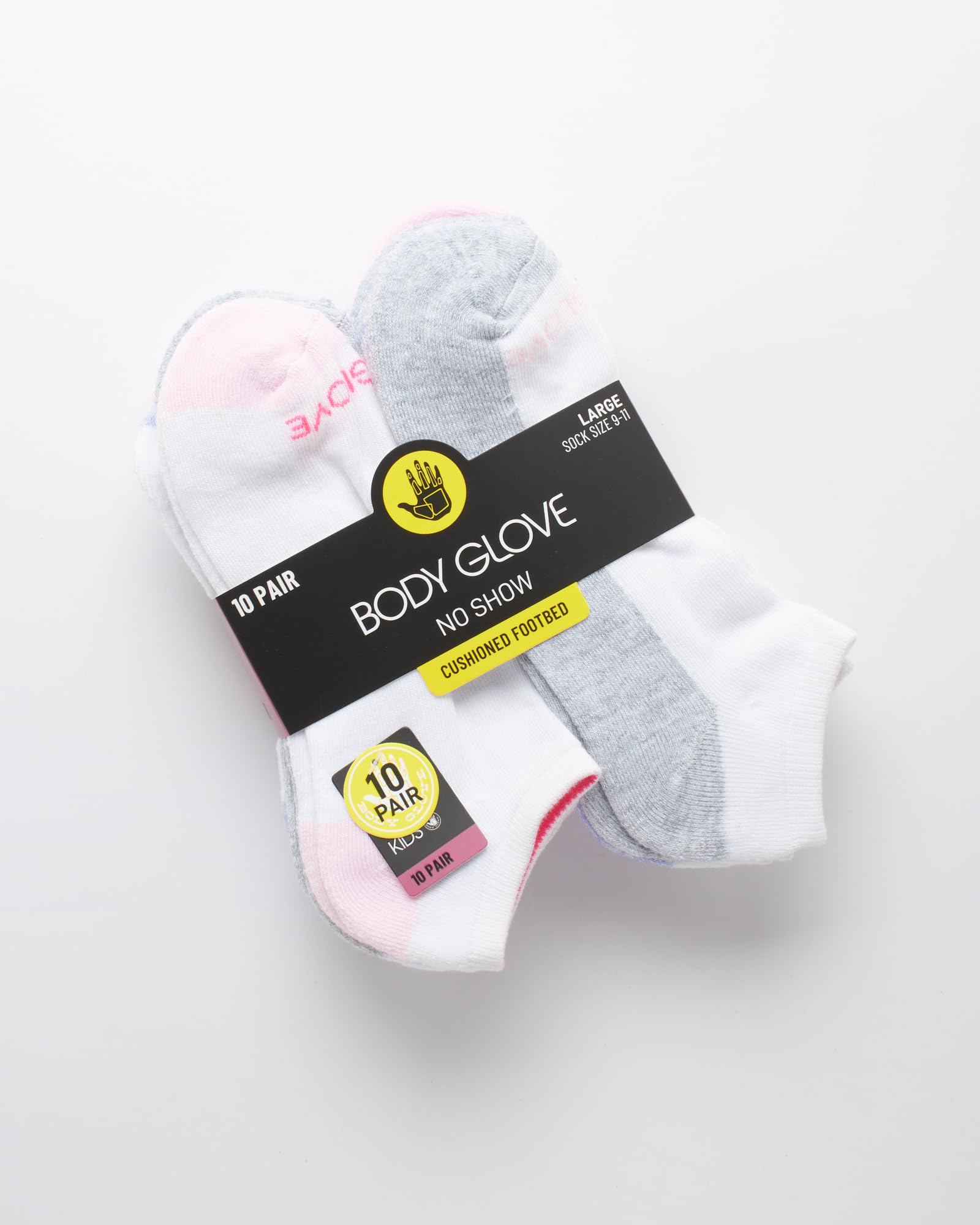 Body Glove Girls' 10-Pack Performance Cushion No-Show Ankle Socks - Breathable Running Socks for Kids - Perfect for Sports, School & Daily Activities
