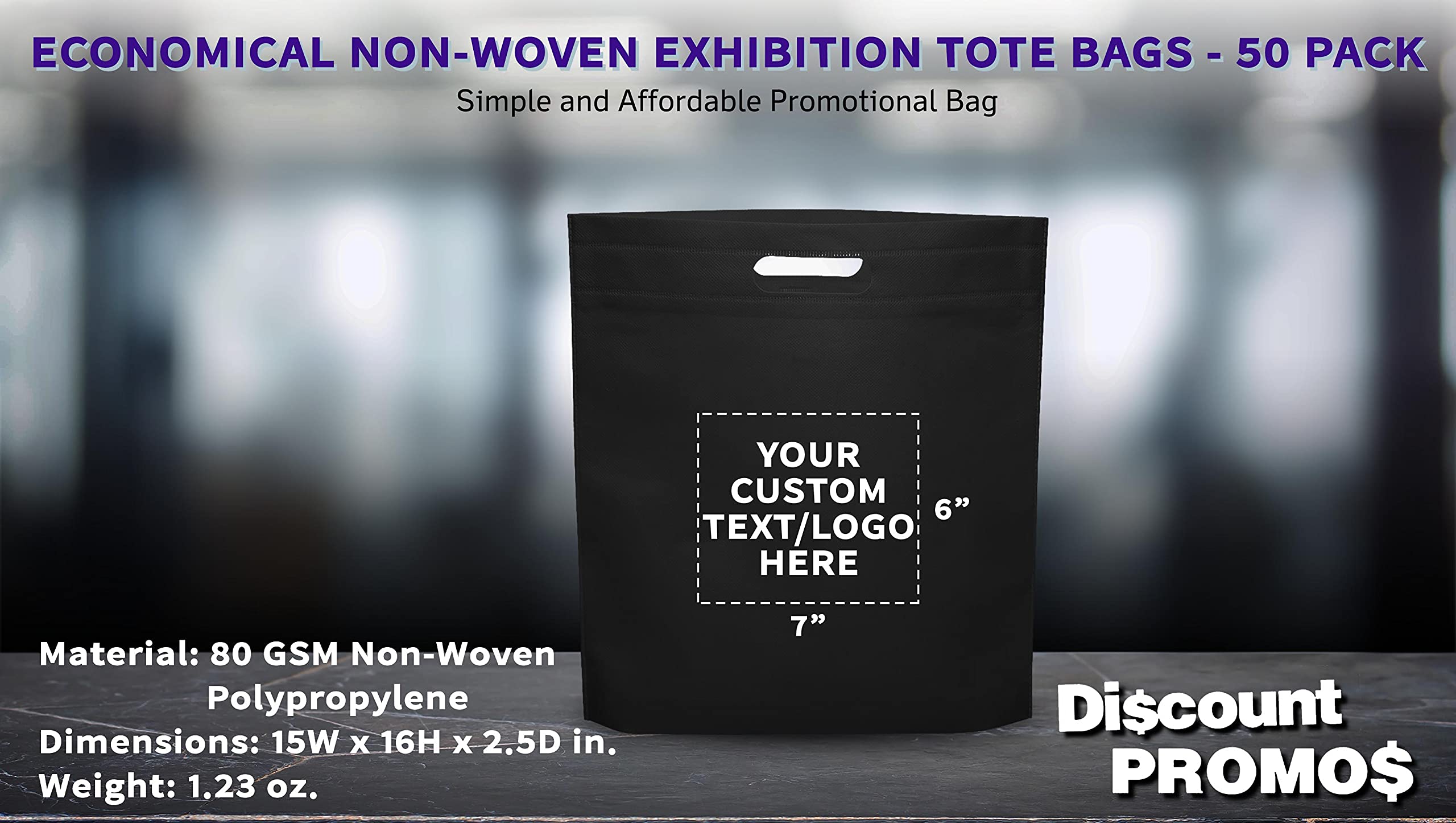 50 Pack Customizable Non-Woven Tote Bags with Die-Cut Handles - Eco-Friendly, Reusable 15