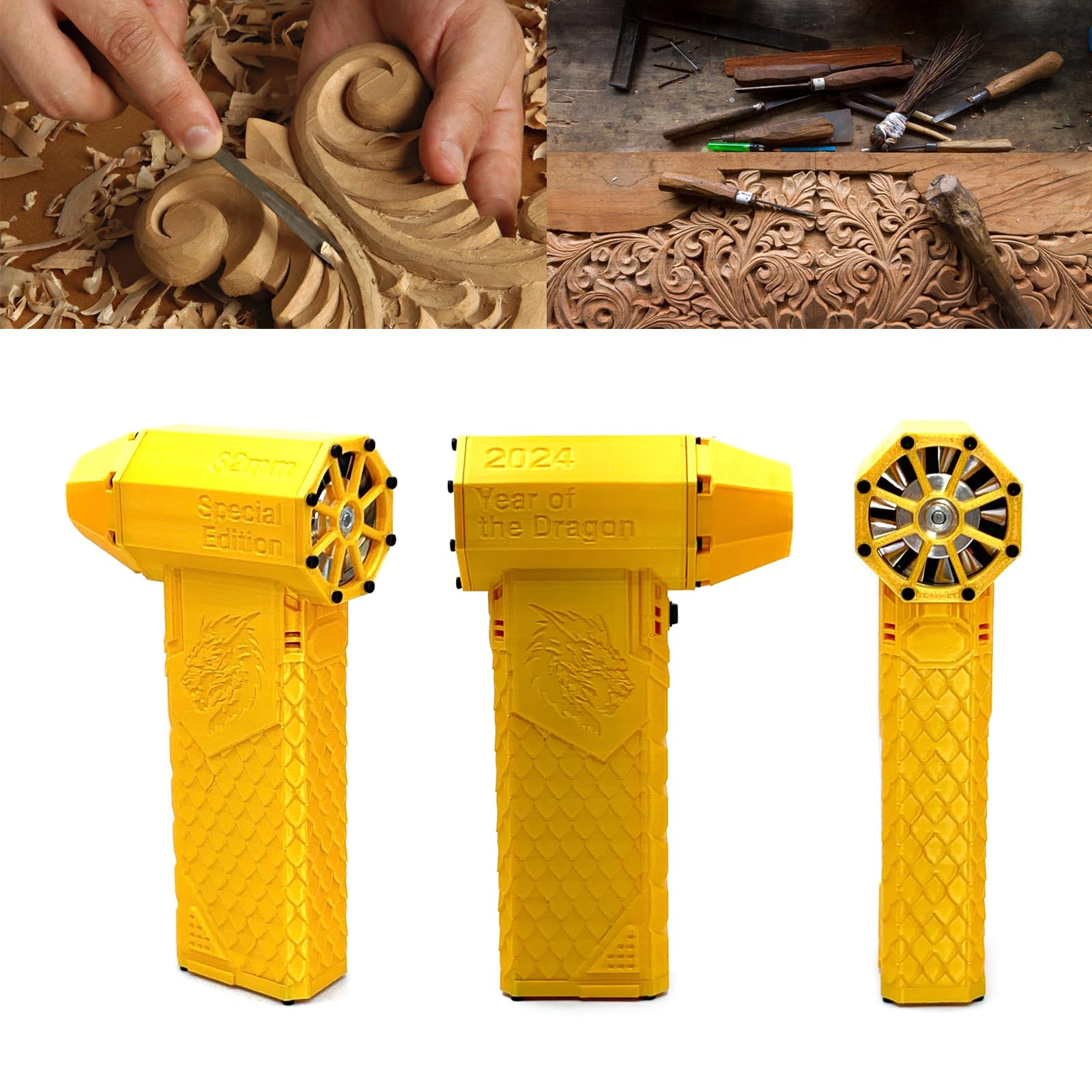 WEISUYUUS Dragon Pattern Handheld Fan - Portable Electric Blower with Powerful Airflow, USB Rechargeable Pocket Fan for Home, Office & Outdoor Cooling | Perfect for Travel, Camping & Hot Weather