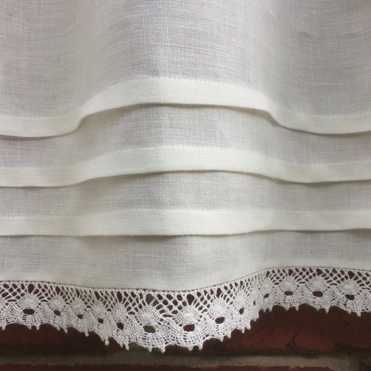 Lowton Cream Linen Lace Privacy Window Cafe Curtains - Elegant Sheer Kitchen & Living Room Window Treatments for Home Decor