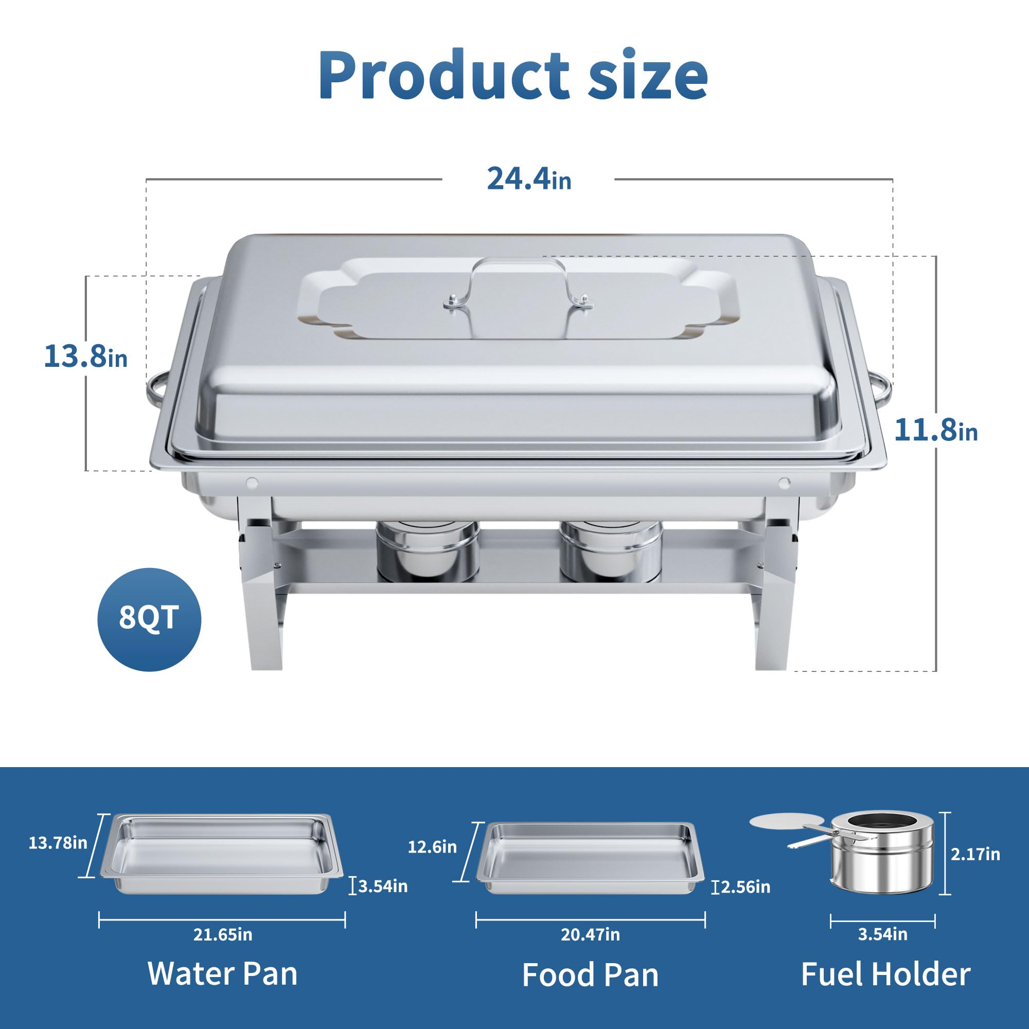 Premium Buffet Chafing Dishes Set - 3-Piece Stainless Steel Food Warmers with Lids for Catering, Parties & Events | Keep Food Hot for Hours | Perfect for Weddings, Banquets & Buffet Service