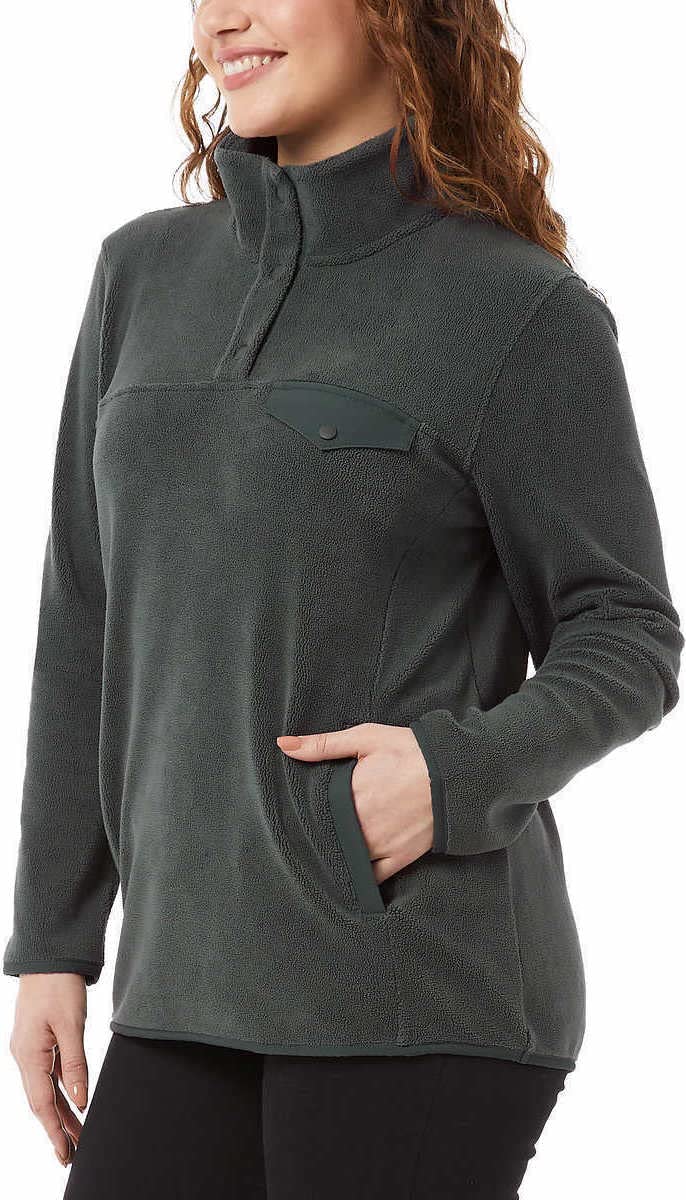 32 Degrees Women's Midweight Snap Arctic Fleece Pullover Jacket - Warm Winter Layering for Outdoor Activities, Hiking & Casual Wear