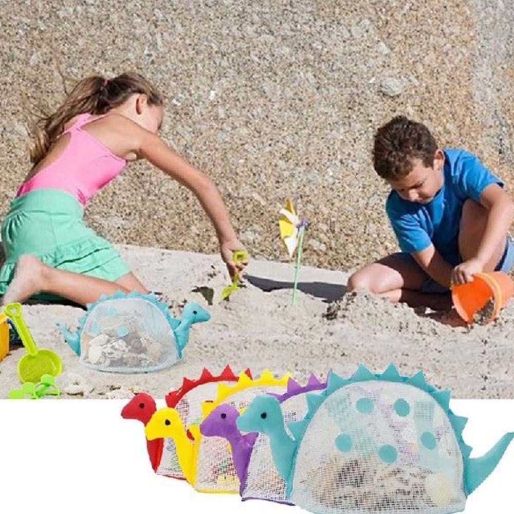 Durable Mesh Beach Toy Bag for Kids - Dinosaur Shell & Sand Toy Tote with Large Capacity | Perfect for Beach Trips, Sandcastle Building & Shell Collecting