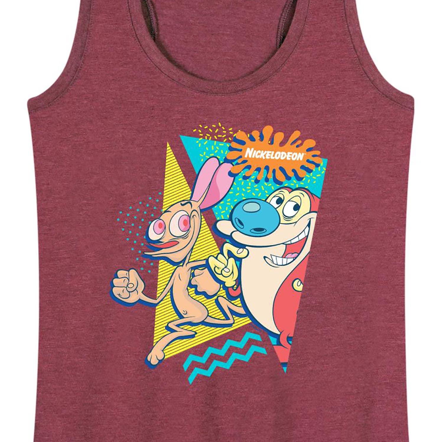 HYBRID APPAREL - Ren & Stimpy Women's Racerback Tank Top - Soft Breathable Workout Top for Yoga, Gym & Summer Casual Wear