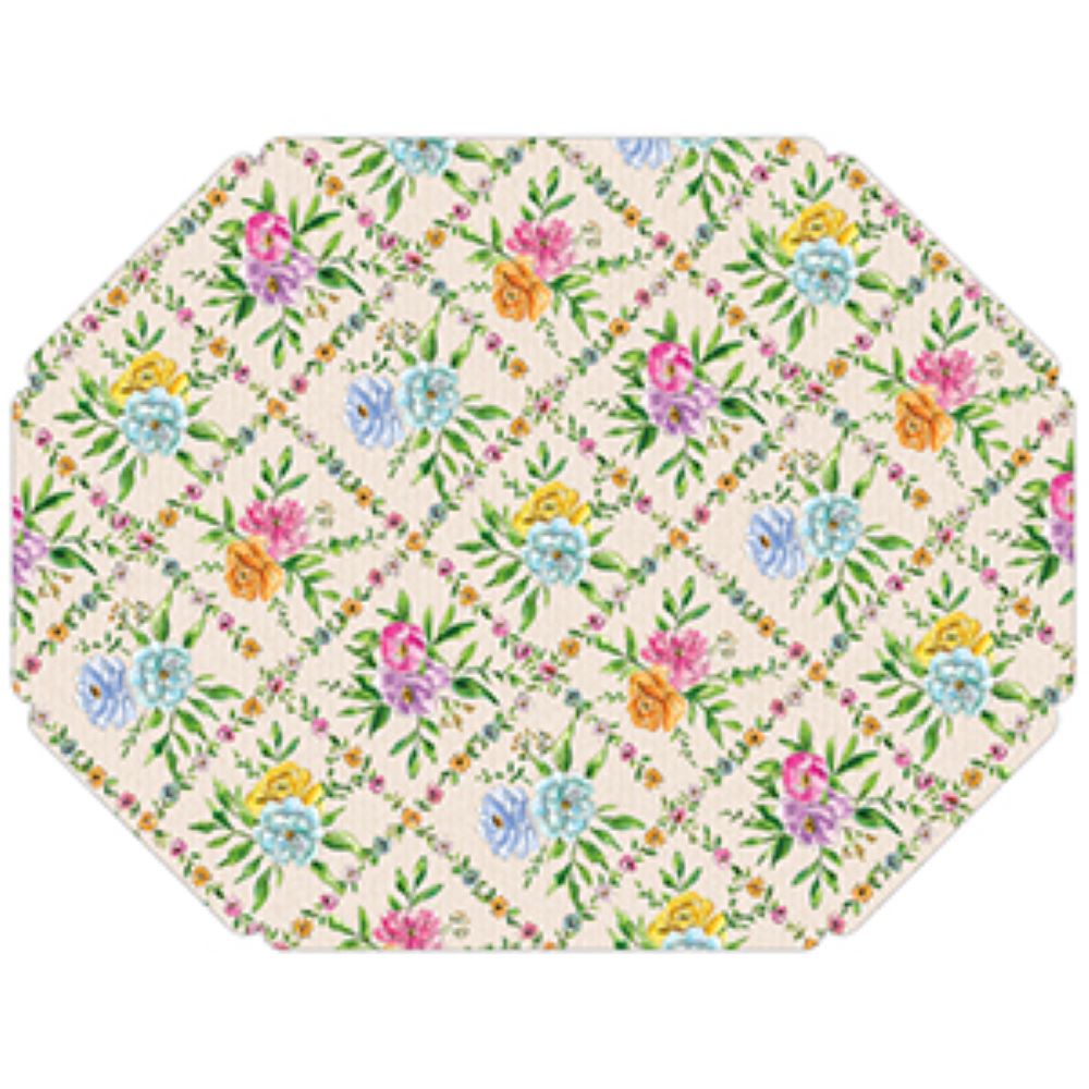 Western Floral Trellis Die Cut Placemats - Elegant Table Decor for Dining Room, Kitchen, Party & Wedding - Washable & Durable Place Mats Set of 4