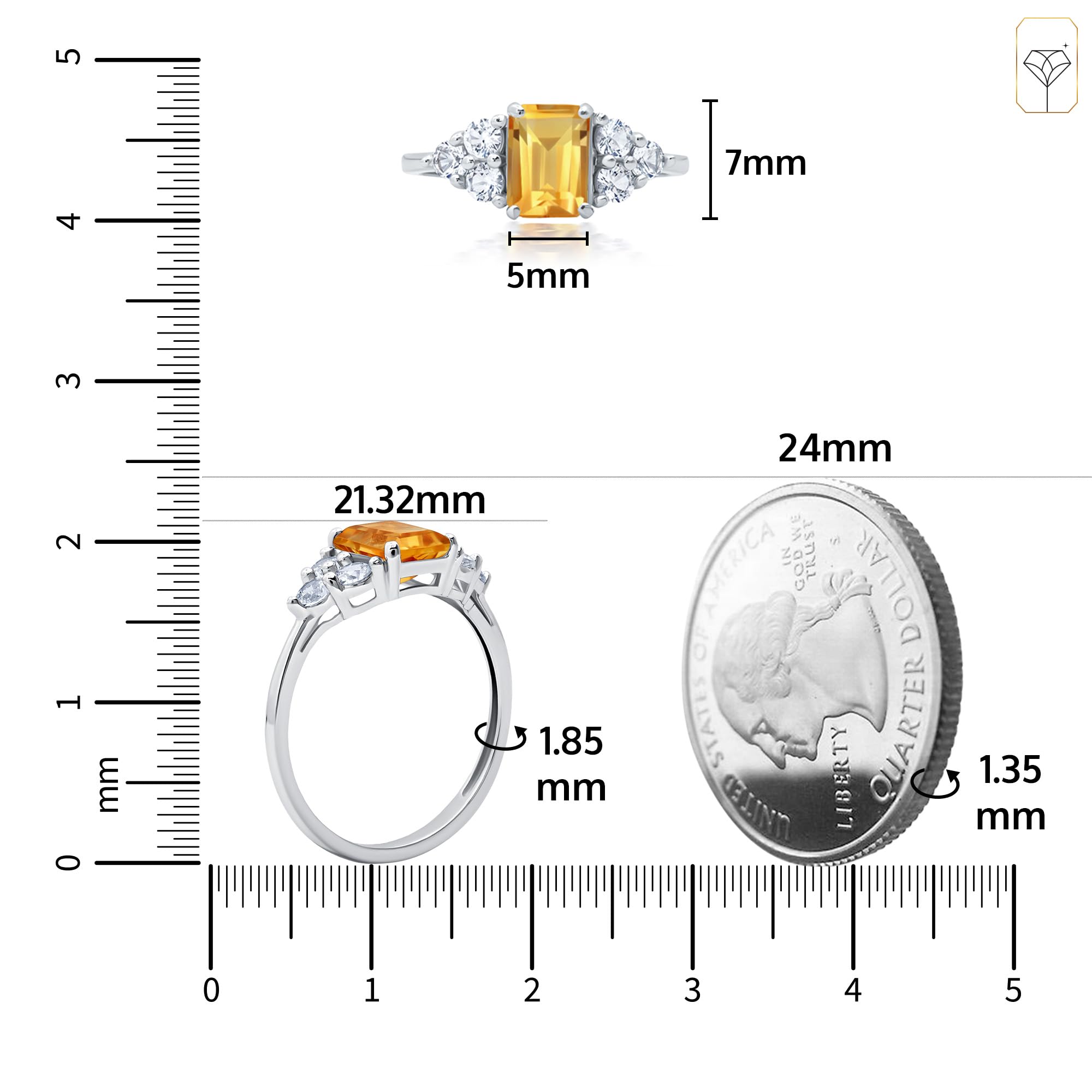10K Gold Emerald Cut Birthstone Rings for Women - Genuine Gemstone Anniversary & Cocktail Rings | Anti-Tarnish Jewelry Gift Set with Box (Size 5-9) | Perfect for Weddings, Parties & Special Occasions