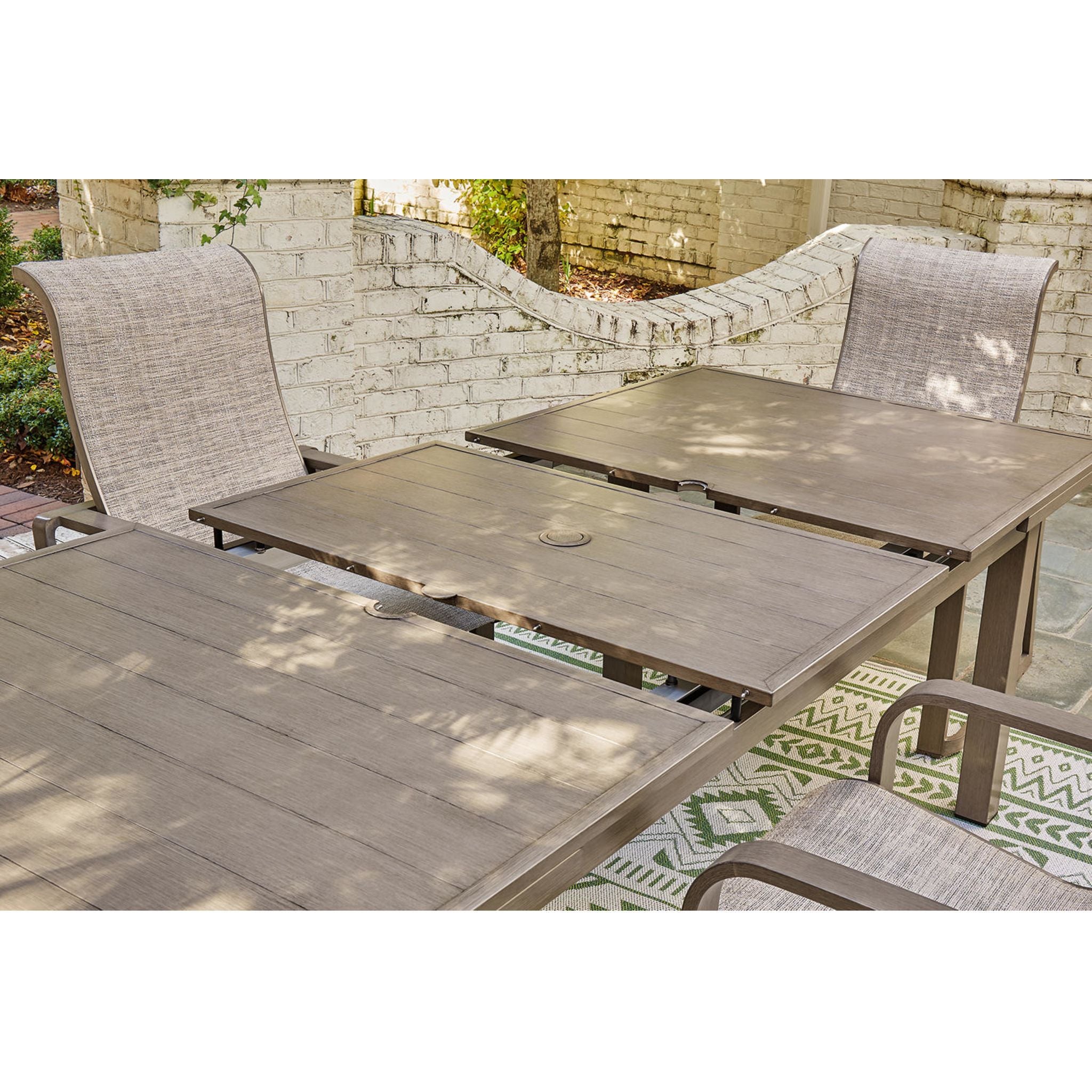 Beach Front Outdoor Rectangle Dining Table - Waterproof & UV Resistant Beige Patio Furniture for Poolside, Garden, and Backyard Dining