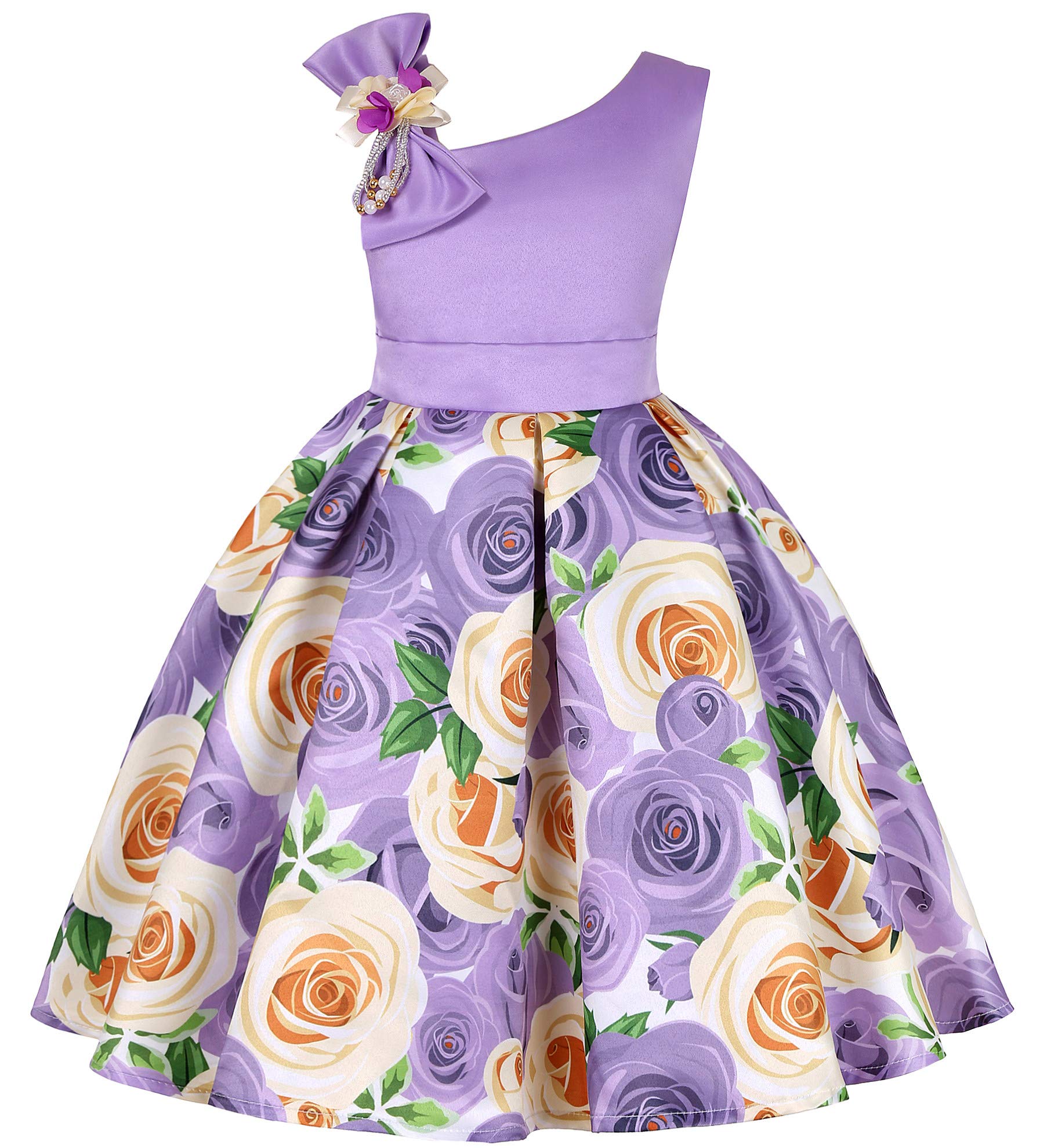 2-9T Floral Flower Girl Dresses for Toddlers - Striped Pageant Dress for Weddings, Parties & Special Occasions