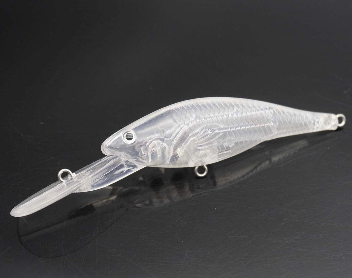 10PCS Unpainted Minnow Lures for Bass Pike Fishing - Deep Diving Crankbaits