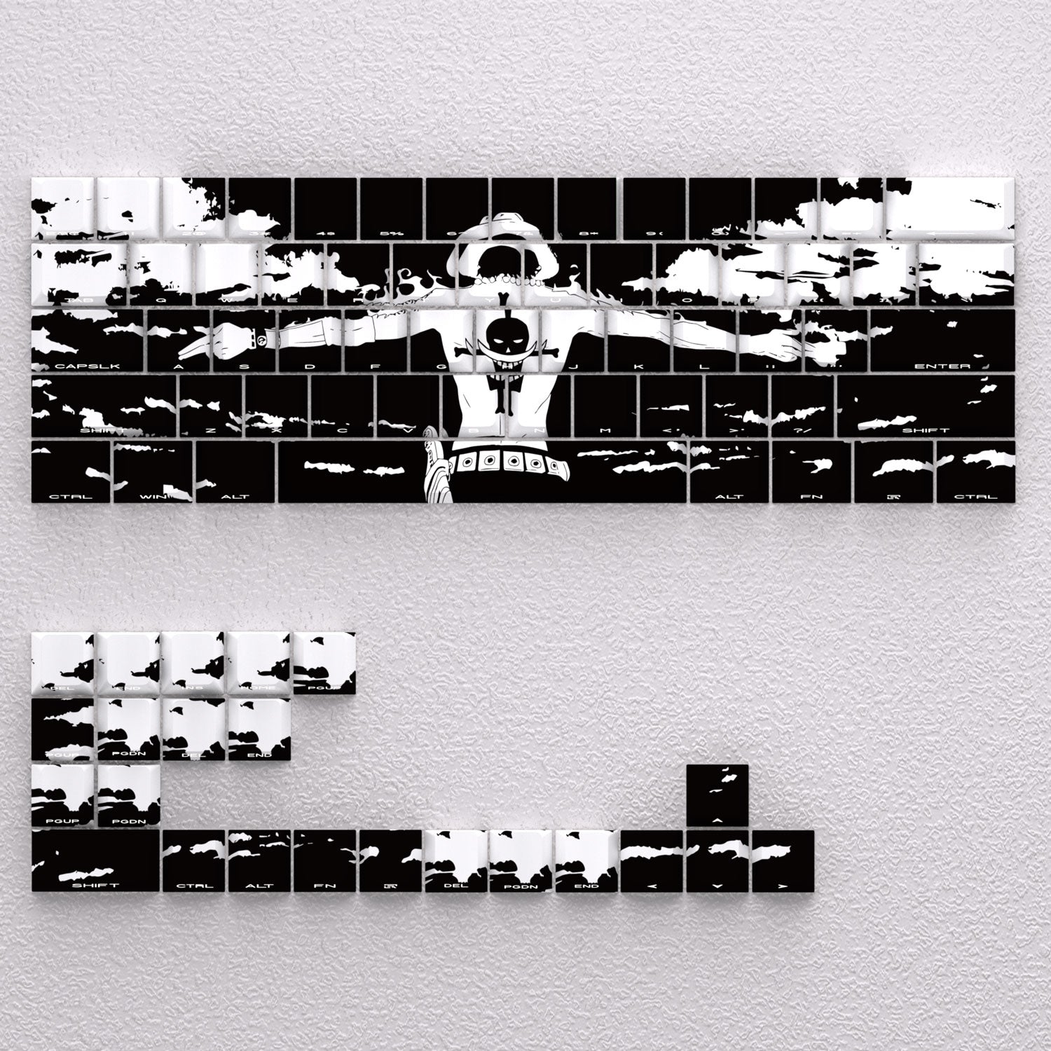 One Piece Anime Ace Keycap Set - PBT Material, Sublimation Printed, Original Height - Perfect for Mechanical Keyboards, Gaming & Anime Enthusiasts