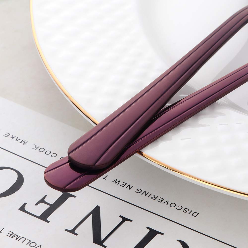 BuyGo 16-Piece Stainless Steel Purple Flatware Set for 4 - Lightweight Dinnerware, Hand-Polished & Dishwasher Safe - Perfect for Everyday Dining, Parties & Gifts