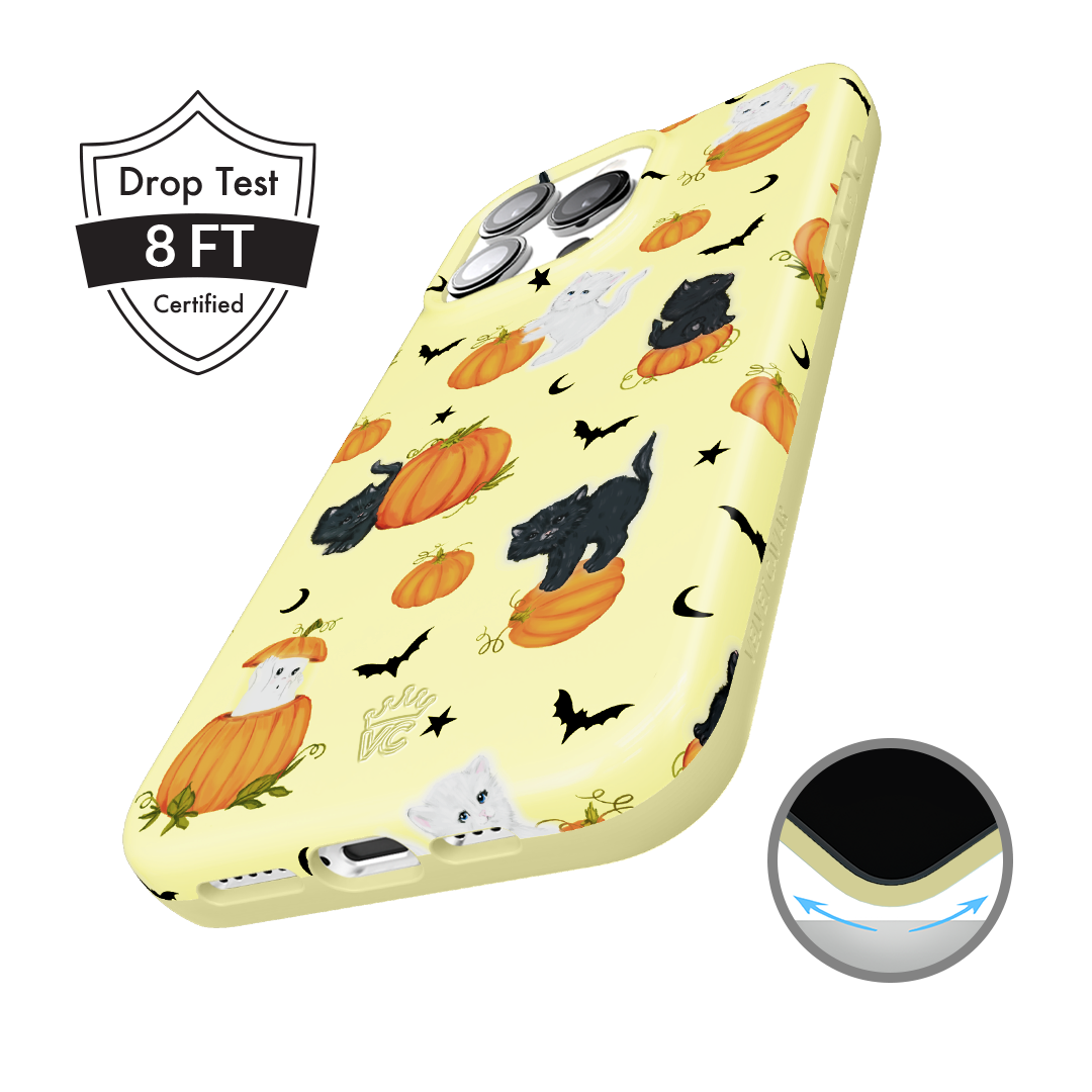 Purrfect Pumpkins Cute Cat & Pumpkin Design iPhone Case - Durable Protective Cover for iPhone 12/13/14/15 Pro Max - Perfect for Fall, Halloween & Cat Lovers