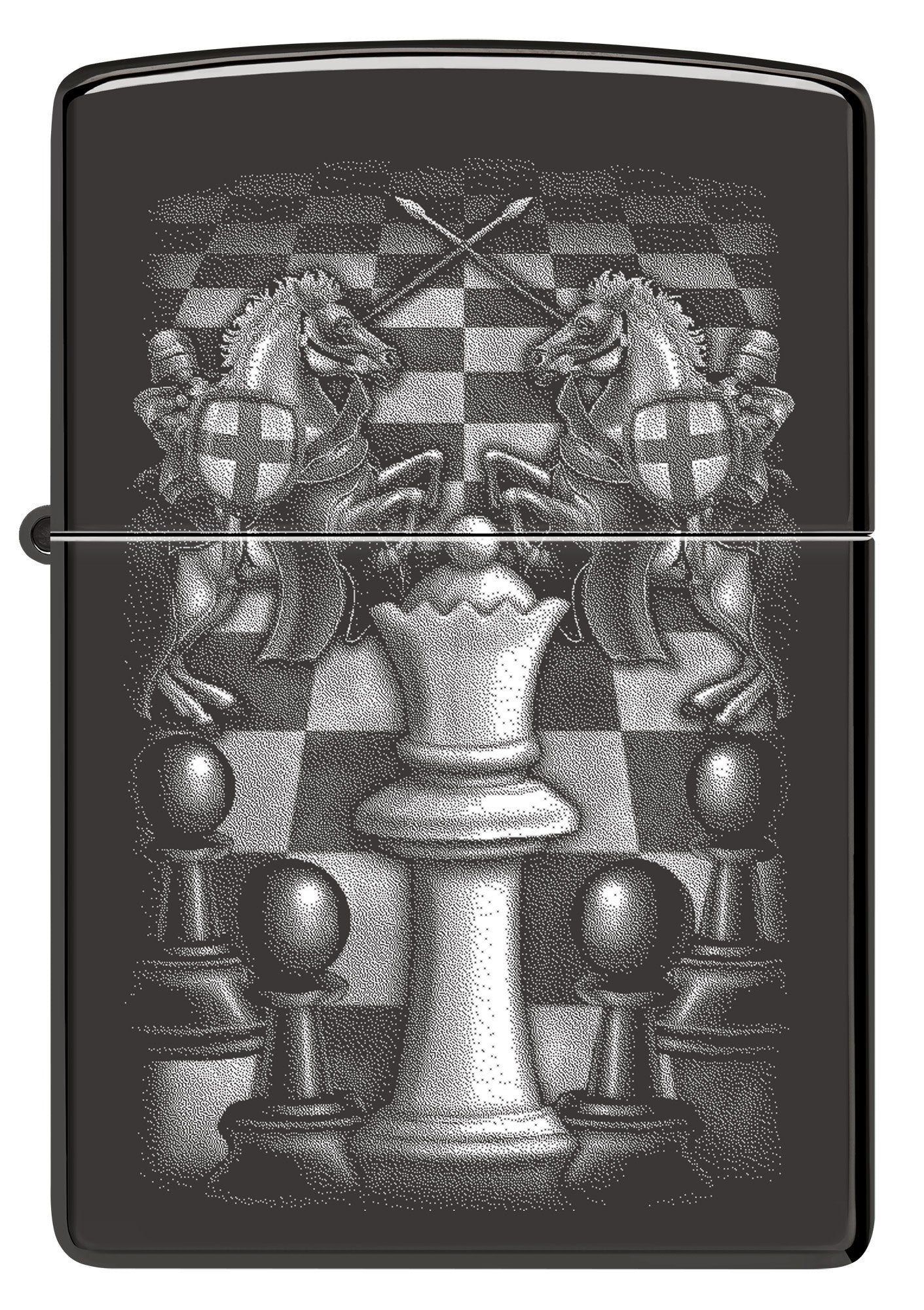 High Polish Black Chess Set - Elegant Chess Board with Photo Image Design - Perfect for Home Decor, Gifts & Game Nights