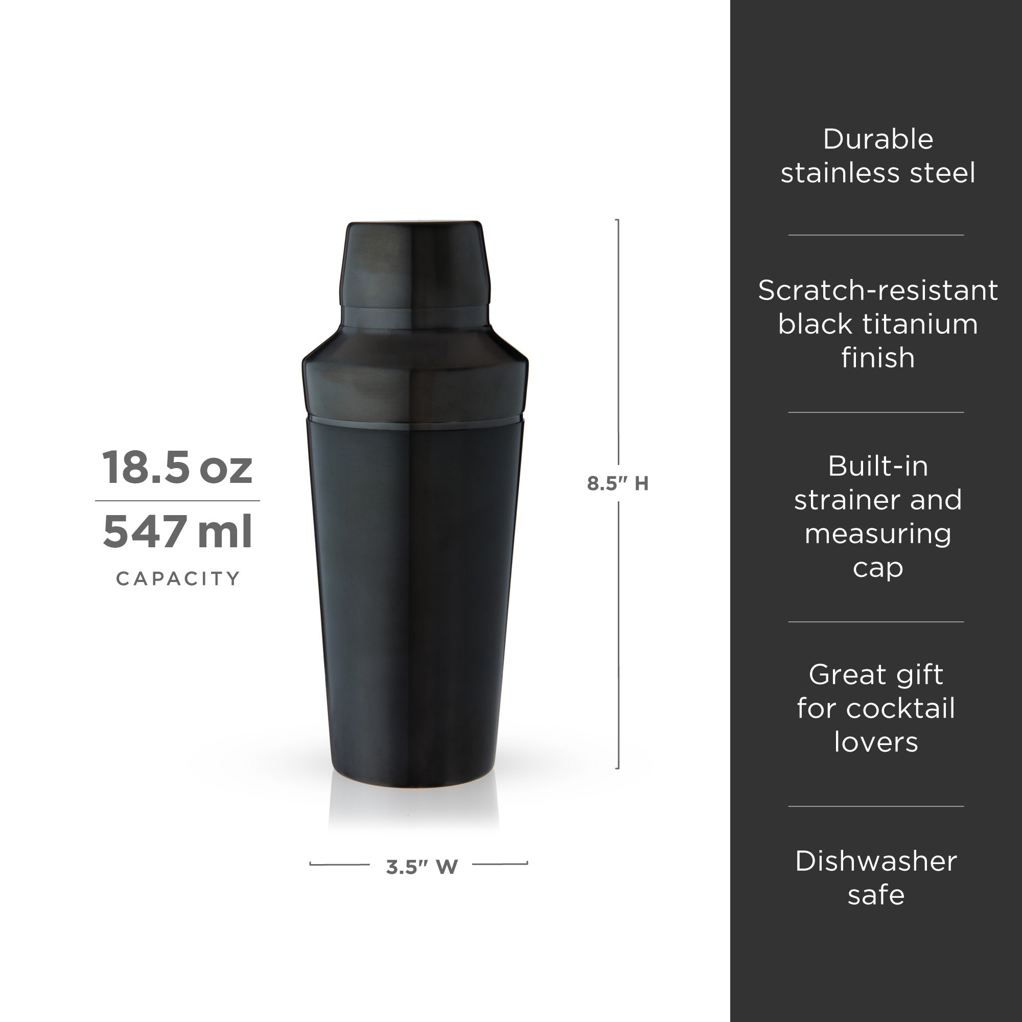Premium Titanium Cocktail Shaker Set - Bar Quality Mixing Tools for Home & Professional Bartenders - Perfect for Margaritas, Martinis & Cocktail Parties