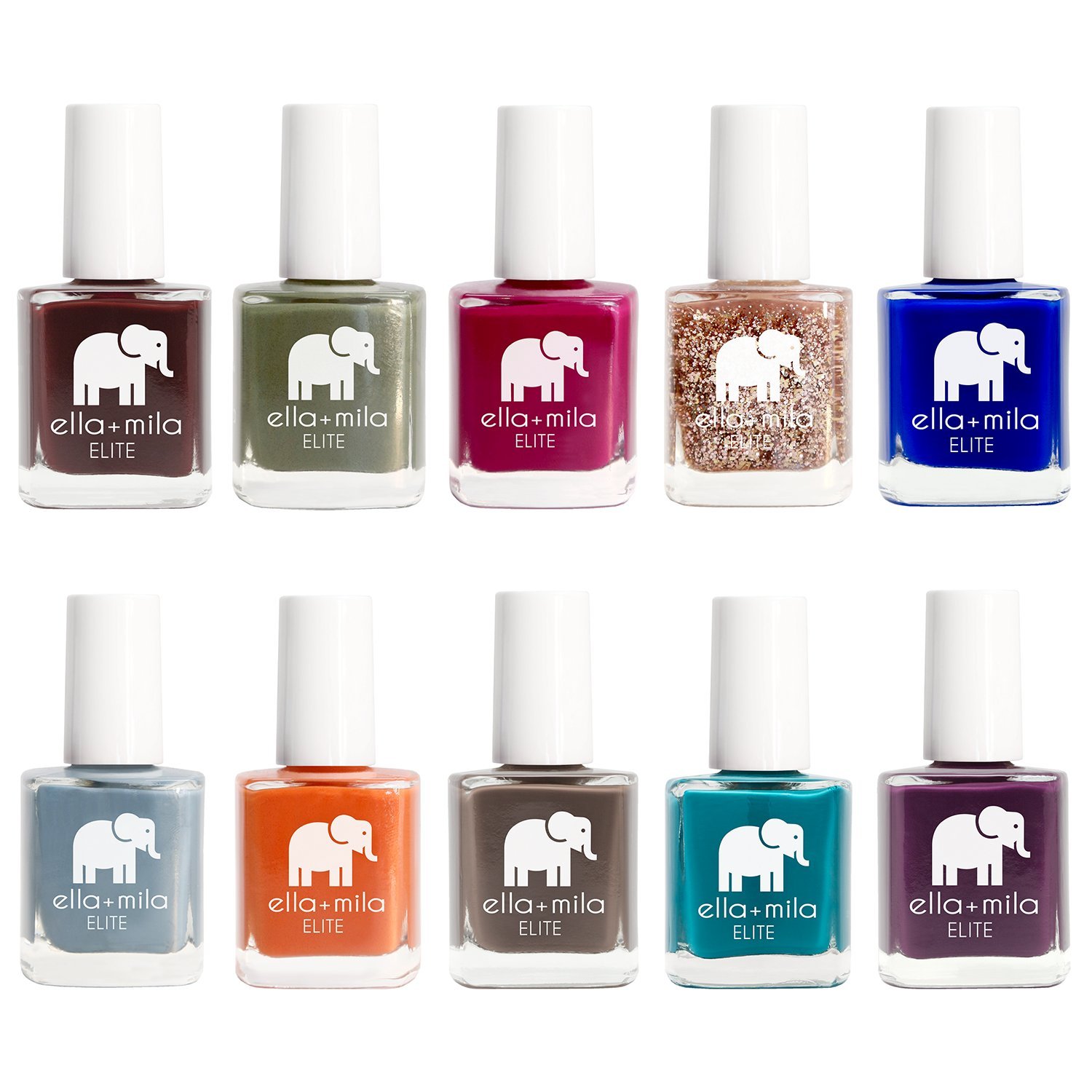 Ella+Mila Professional Nail Polish Set - 10 Pack Quick Dry, Long-Lasting & Chip Resistant Nail Polish Kit (Elite Collection A, 0.45 fl oz each) - Perfect for Salon, Home Manicures & Gift Giving