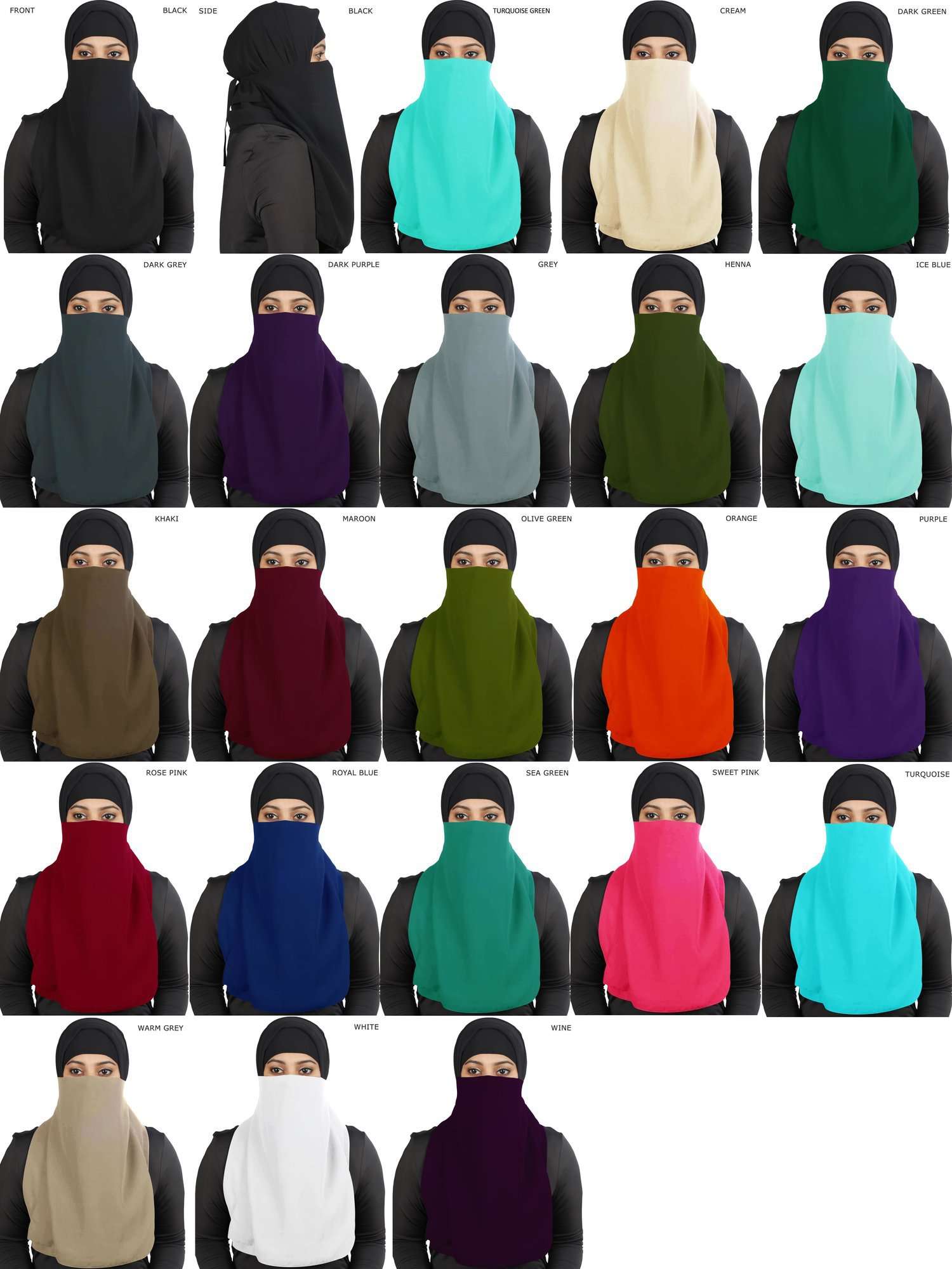 Black Georgette Half Niqab Nosepiece - Breathable & Comfortable Face Cover for Women - Perfect for Daily Wear, Prayer, and Outdoor Activities