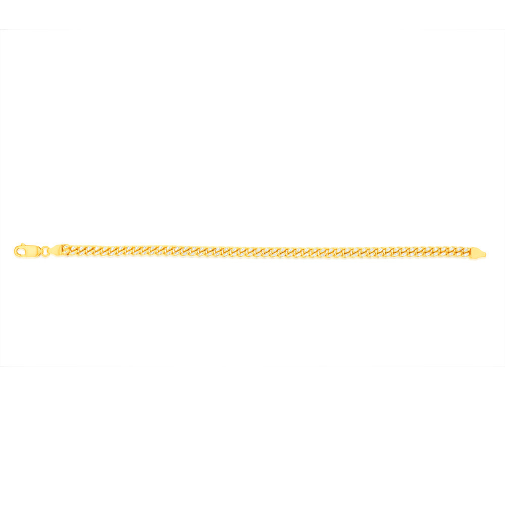 9ct Two-Tone Gold Silver Filled Diamond-Cut Square Snake Chain Bracelet 21cm - Elegant Jewelry for Women, Perfect for Parties, Weddings & Everyday Wear