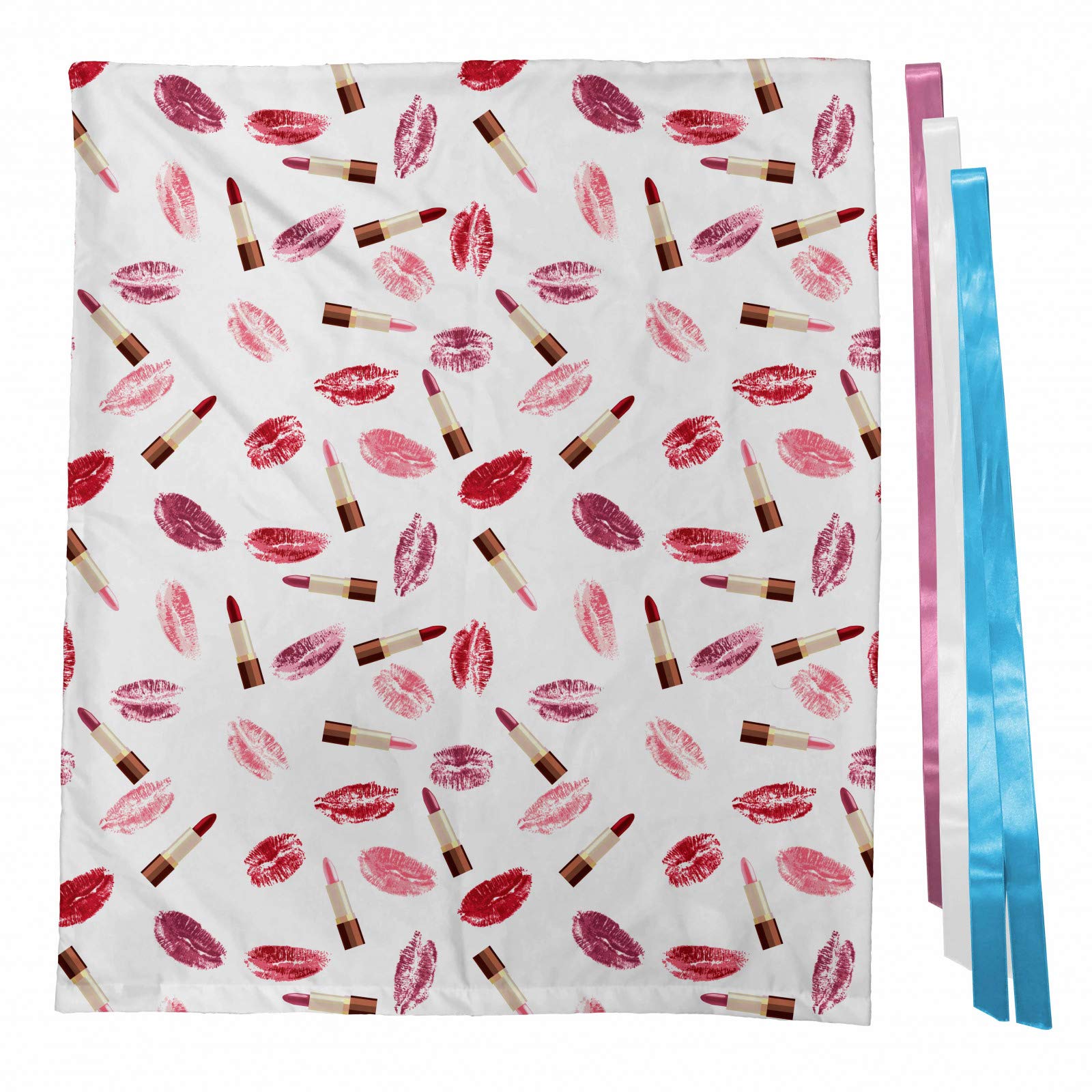 Ambesonne Cosmetics Gift Bag - Pink & Burgundy Lipstick Pattern for Parties & Birthdays
