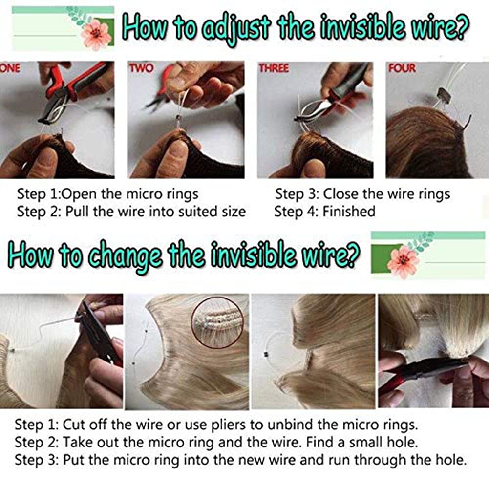 RemeeHi Micro Hair Extensions 100% Human Hair - Invisible Miracle Wire, One Piece Fish Line Hair Extensions for Women (120g, 26 Inch/25cm, 4# Medium Brown) - Perfect for Daily Wear, Parties & Special Occasions