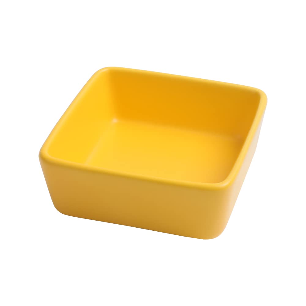 Vibrant Candy-Colored Ceramic Paper Clip Holder - 3.5 Inch Square Desk Organizer for Paperclips & Binder Clips (Yellow) - Perfect for Office, School & Home Workspace Organization