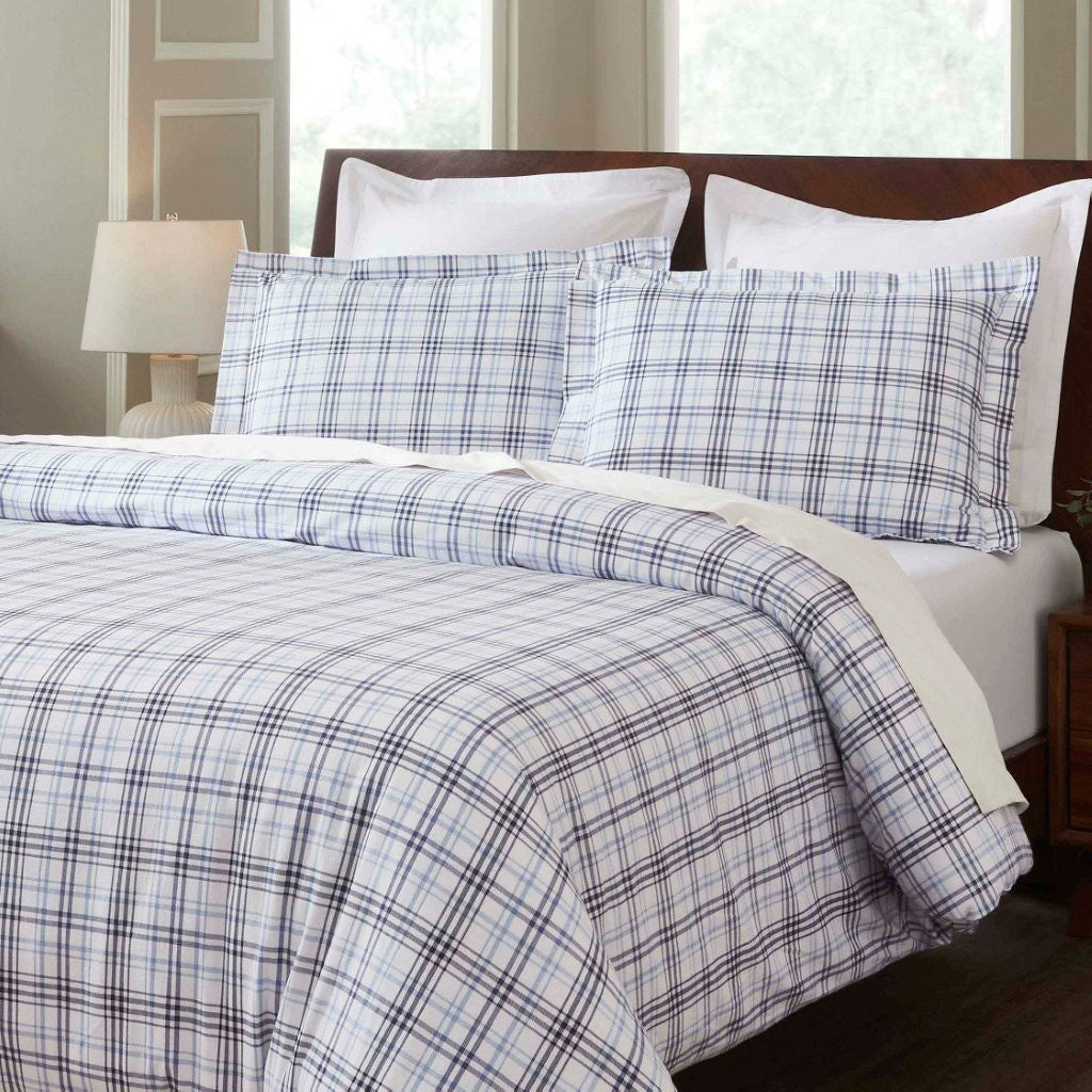 Soft Plaid Flannel Cotton Duvet Cover Set - Farmhouse Style Bedding for Cozy Winter Nights | Perfect for Guest Rooms & Cabin Retreats