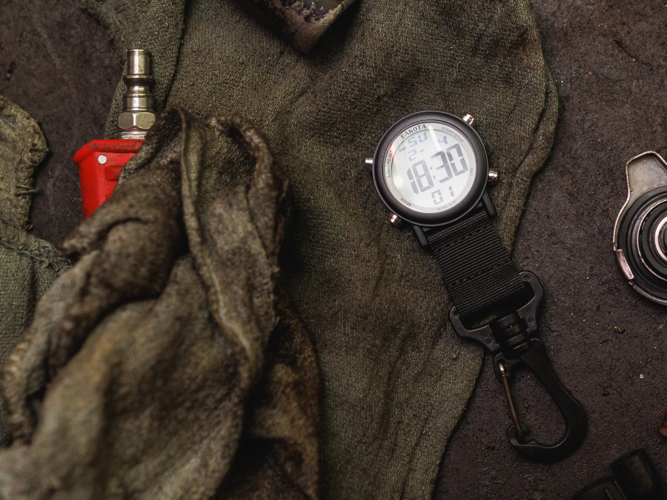 Tactical Digital Clip Watch for Outdoor & Fishing - Dual Time Alarm Timer
