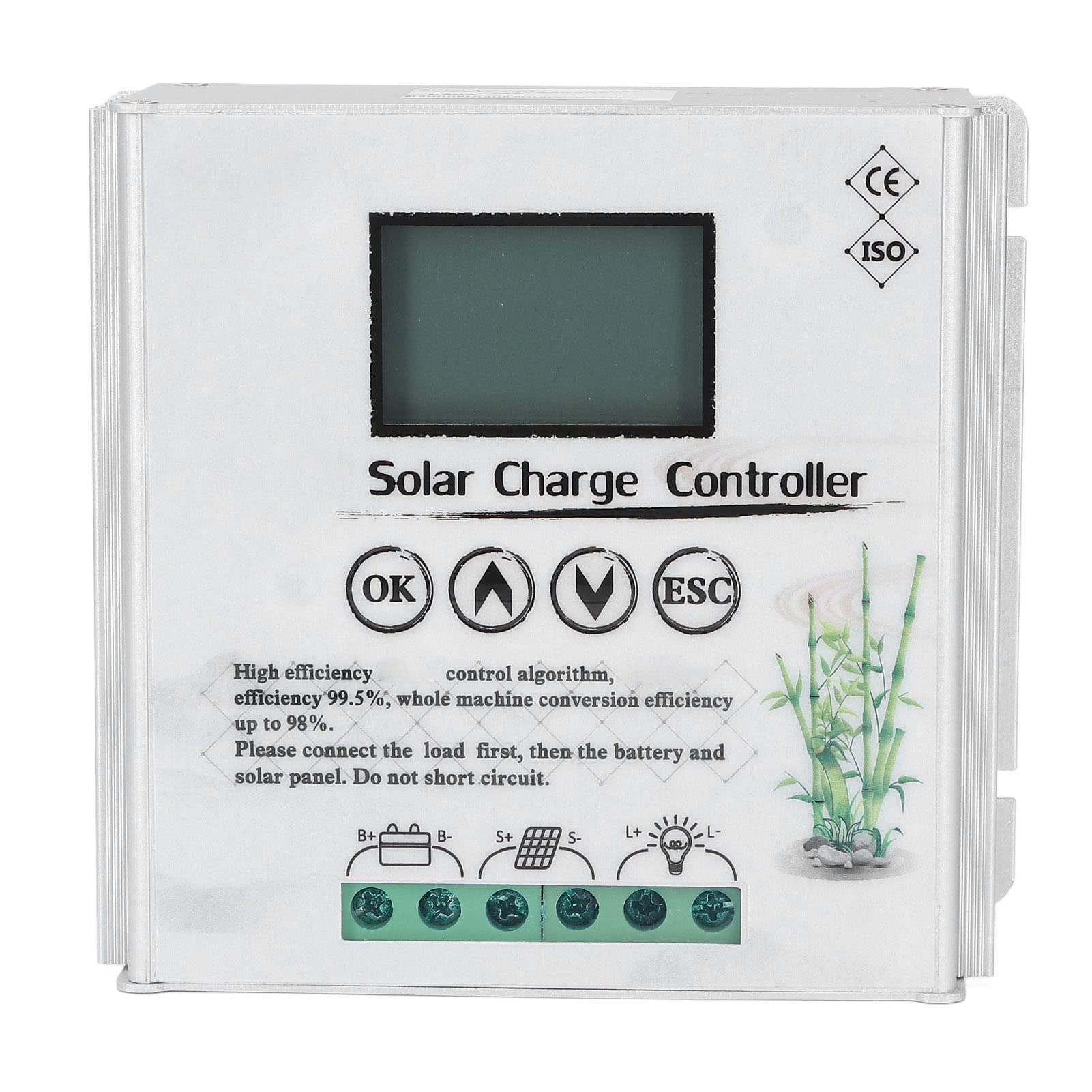 Zerodis 24V 48V MPPT Solar Charge Controller with LCD Display - Dual Channel Auto Wind Aluminum Power Heat Dissipation for RV, Boat, Off-Grid Solar System