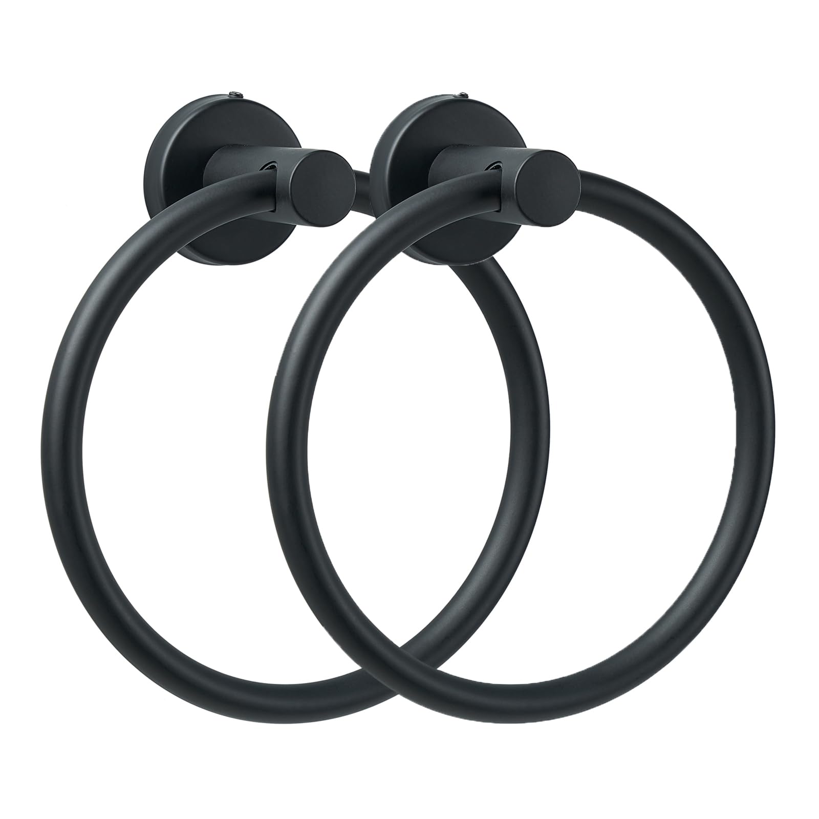 Black Stainless Steel Towel Ring for Bathroom & Kitchen - Modern Wall Mount Hand Towel Holder - Rustproof Round Towel Rack for Bath, Spa, and Home Decor (Perfect for Guest Bathrooms & Kitchen Towel Organization)