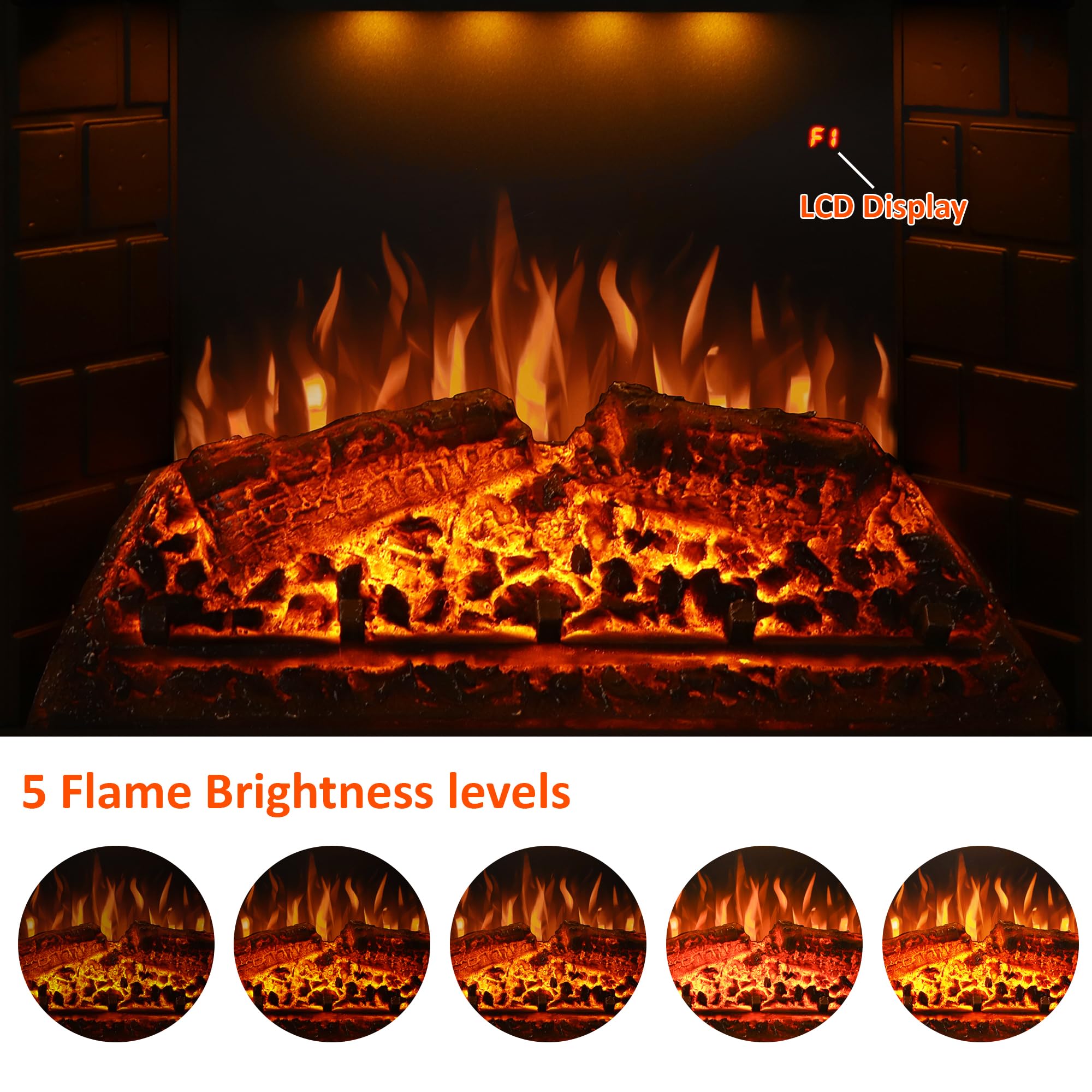 Valuxhome 36-Inch Electric Fireplace Insert with Remote Control - 750W/1500W, Overheating Protection & Realistic Fire Crackling Sound - Black - Perfect for Living Rooms, Bedrooms & Offices