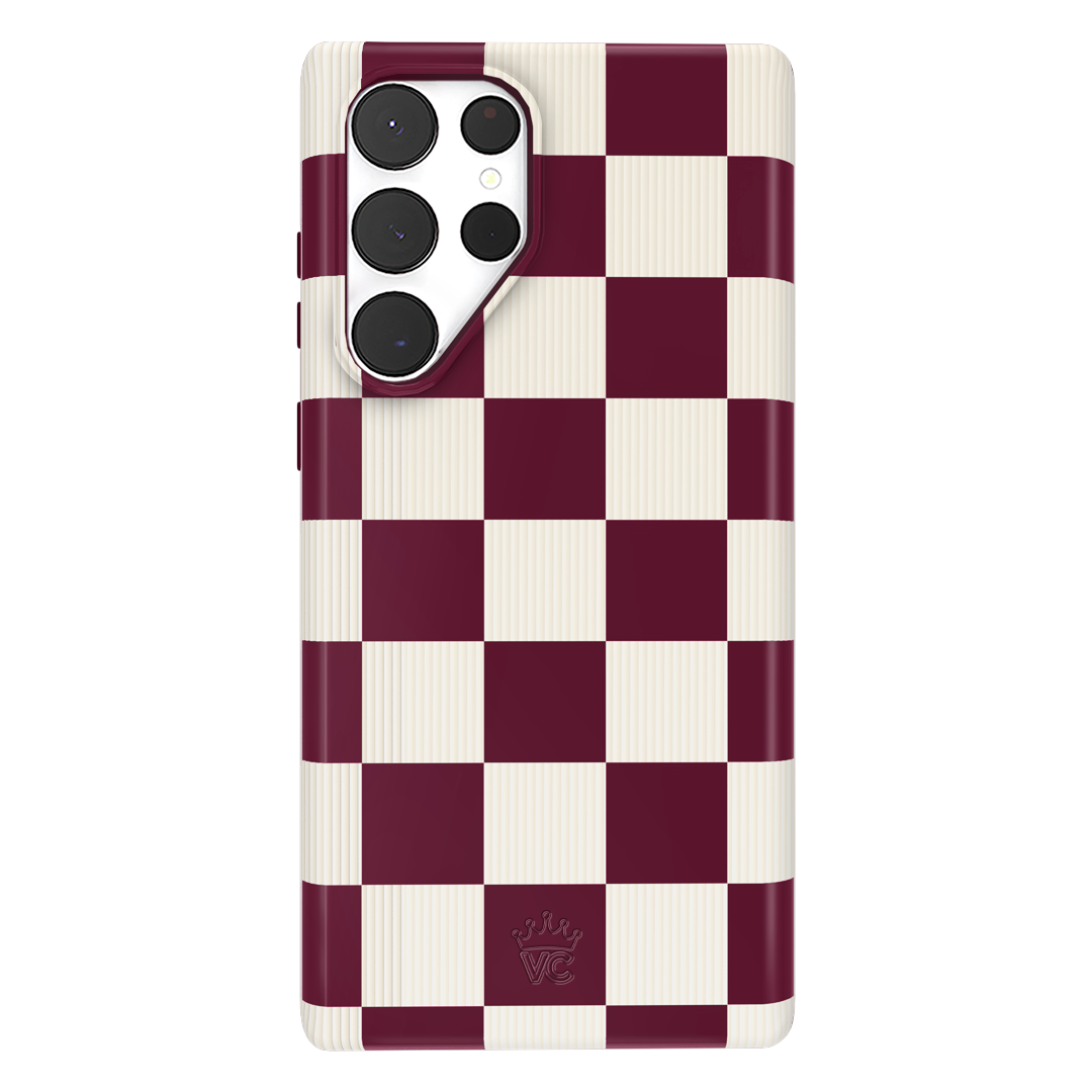 Stylish Burgundy Samsung Phone Case - Trendy Vibe Checker Design | Perfect for Everyday Protection & Fashion Statement