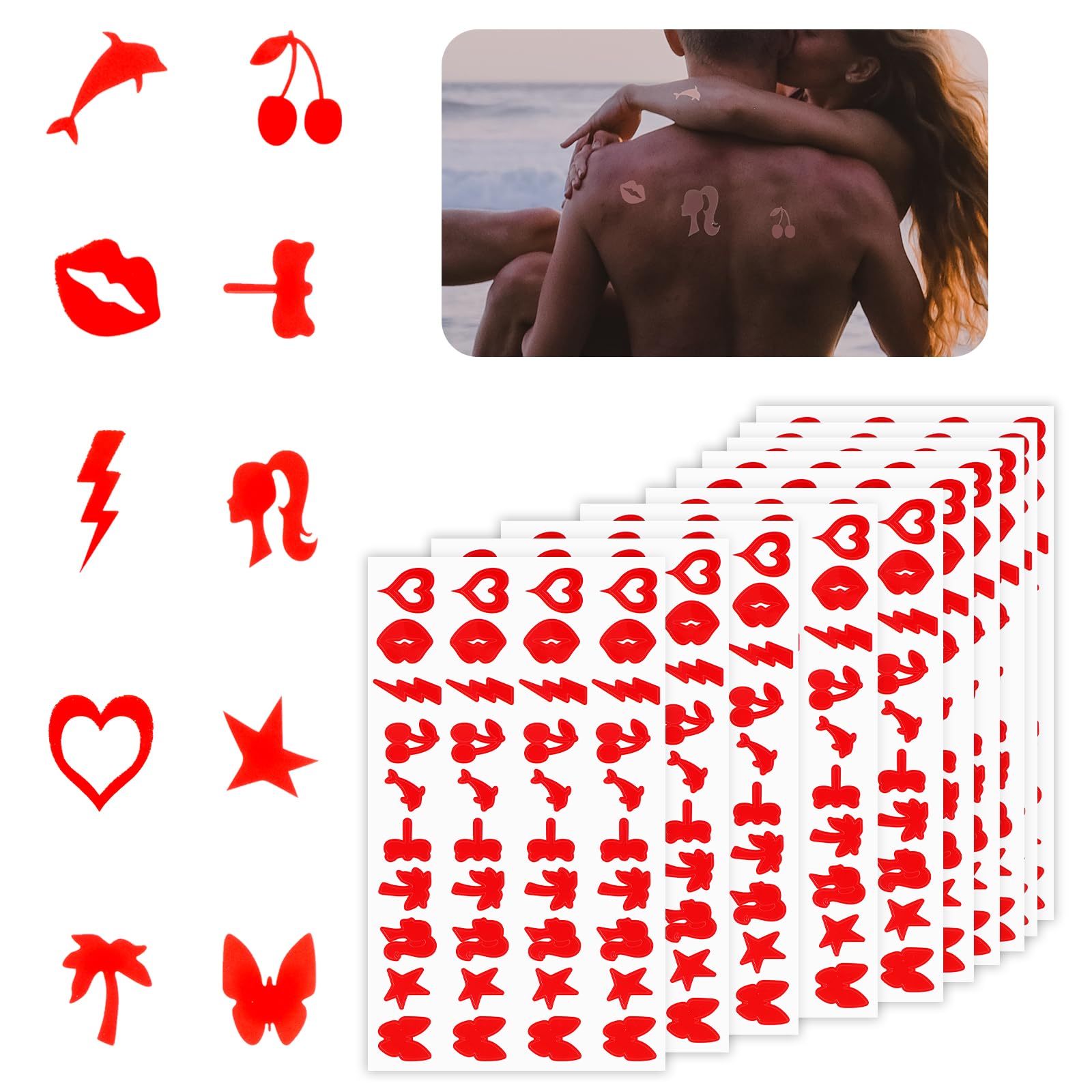 Tanning Stickers 400pcs - Self Adhesive Body Stickers for Sunbathing & Tanning Beds (10 Styles) - Perfect for Adults & Kids at Beach or Salon
