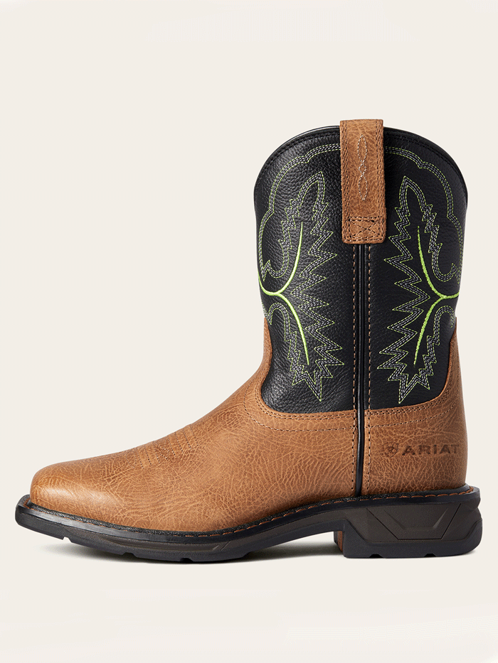 Ariat 10035884 Kids WorkHog XT Wide Square Toe Boot - Tumbled Bark - Durable Work Boots for Boys & Girls - Perfect for Ranch Work, Outdoor Activities & School