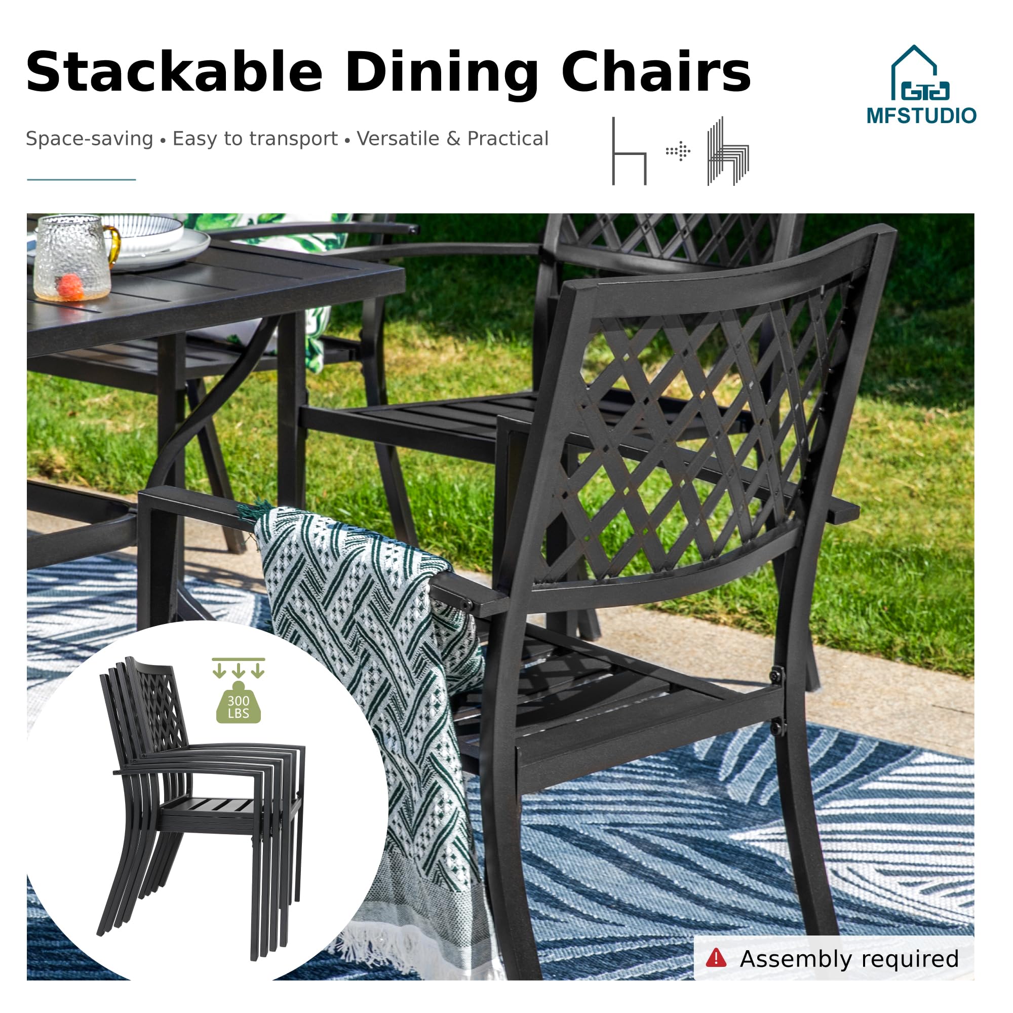 MFSTUDIO 5-Piece Outdoor Patio Dining Set - 37