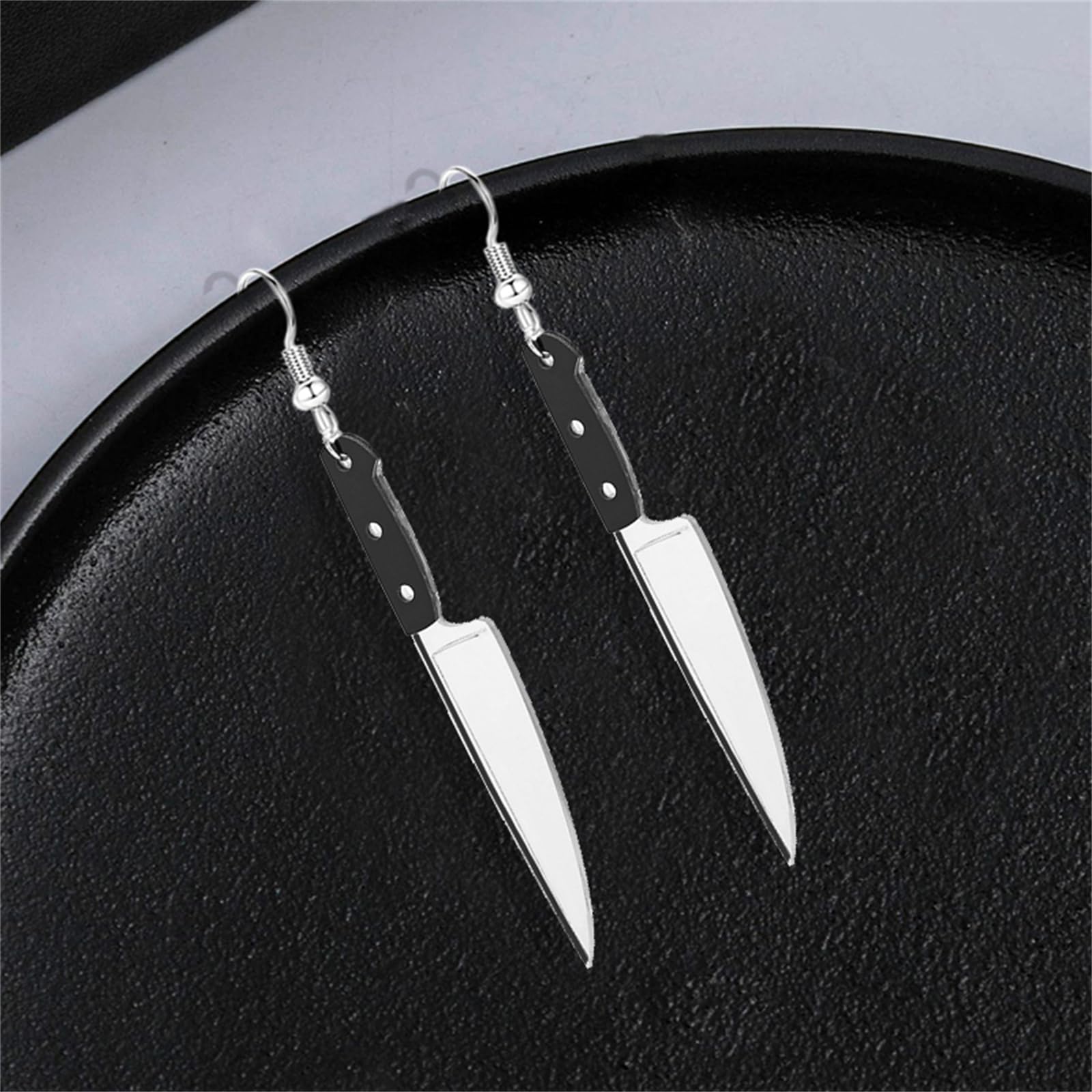 Gothic Horror Skeleton Knife Earrings for Women - Punk Acrylic Dagger Drop Dangle Earrings - Scary Halloween Jewelry (Long Knife) - Perfect for Halloween Parties, Cosplay & Gothic Fashion Accessories