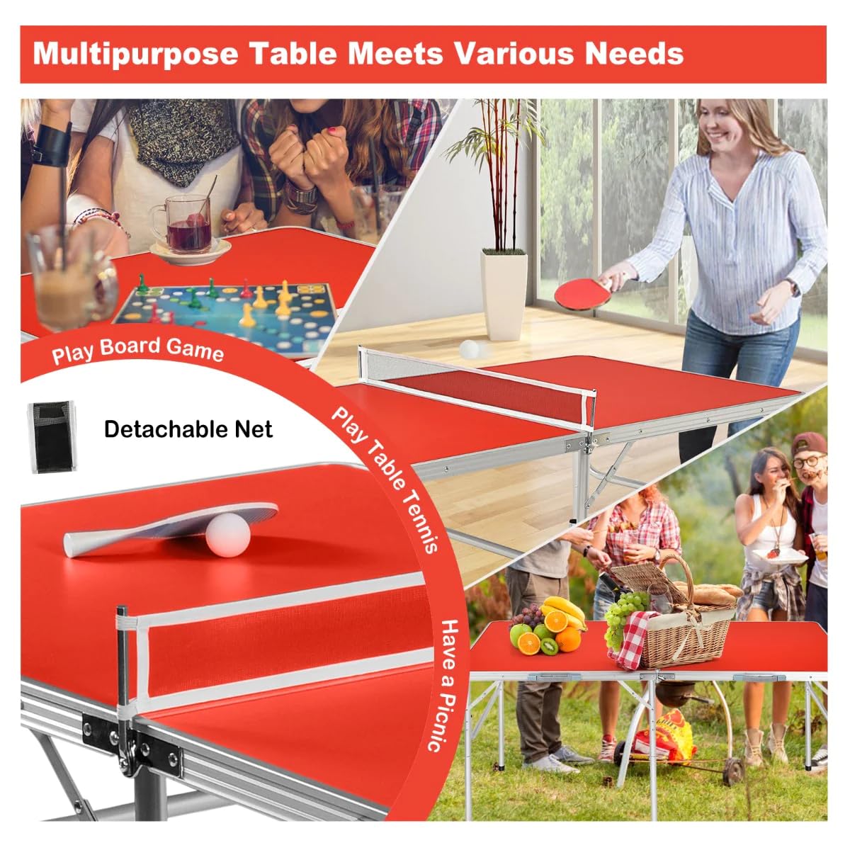 Portable Ping Pong Table Set - 60