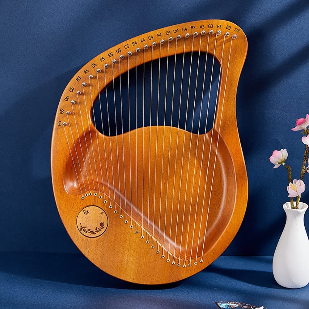 24 Strings Lyre Harp with Tuning Wrench - Portable Wooden Harp Instrument with Carrying Bag & Extra Metal Strings | Perfect for Beginners, Music Therapy, Celtic Performances & Home Decor