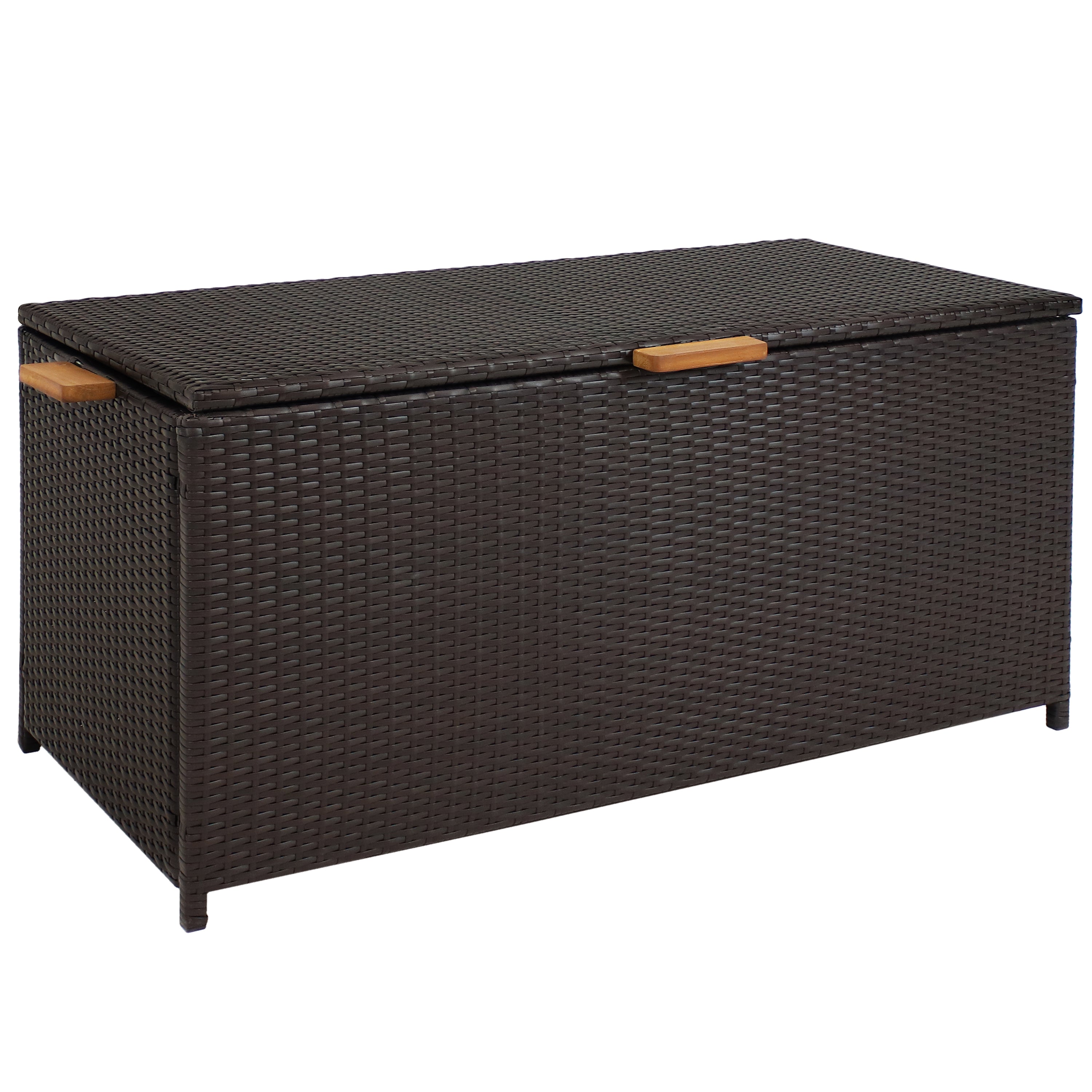 Sunnydaze 75 Gallon Resin Rattan Deck Box for Outdoor & Indoor Storage - Perfect for Patio, Garden, Poolside, and Backyard Organization