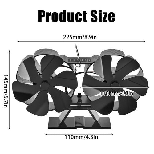 12-Blade Silent Eco Heater - Self-Powered Wood Stove Fan for Fireplace & Stove Top - Efficient Heat Distribution for Cozy Home Heating
