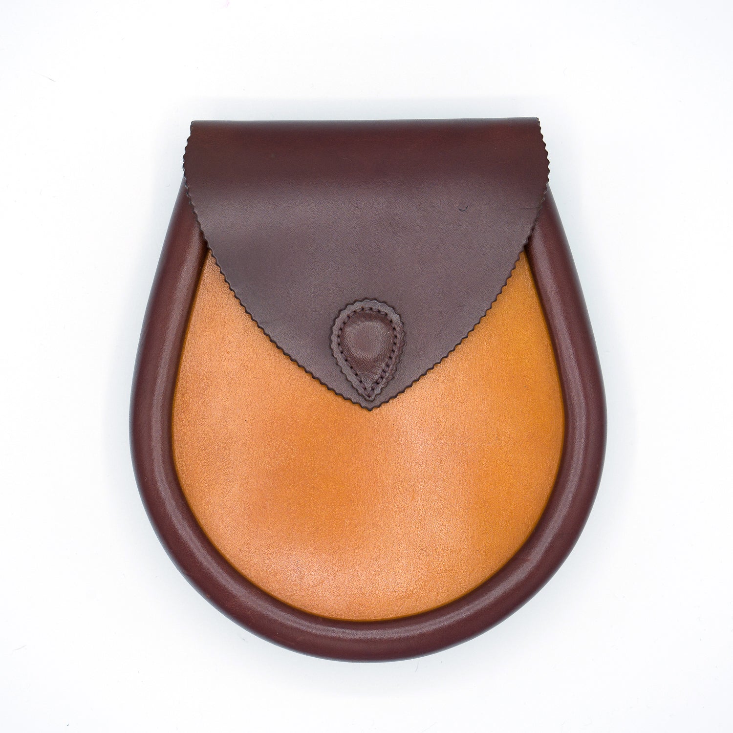 Handcrafted Tan & Chestnut Brown Leather Lomond Sporran - Premium Scottish Kilt Pouch for Men - Perfect for Highland Dress, Weddings & Celtic Events